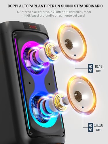 Detalle de Macchina karaoke JAPOUCA: altoparlante Bluetooth portatile con 2 microfoni wireless