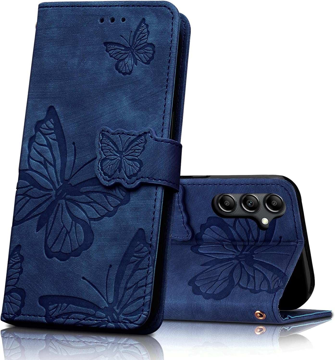 Detalle de CXTcase Flip Case für Samsung Galaxy A54 5G – magnetische Schmetterlings-Lederhülle aus PU Leder in Blau