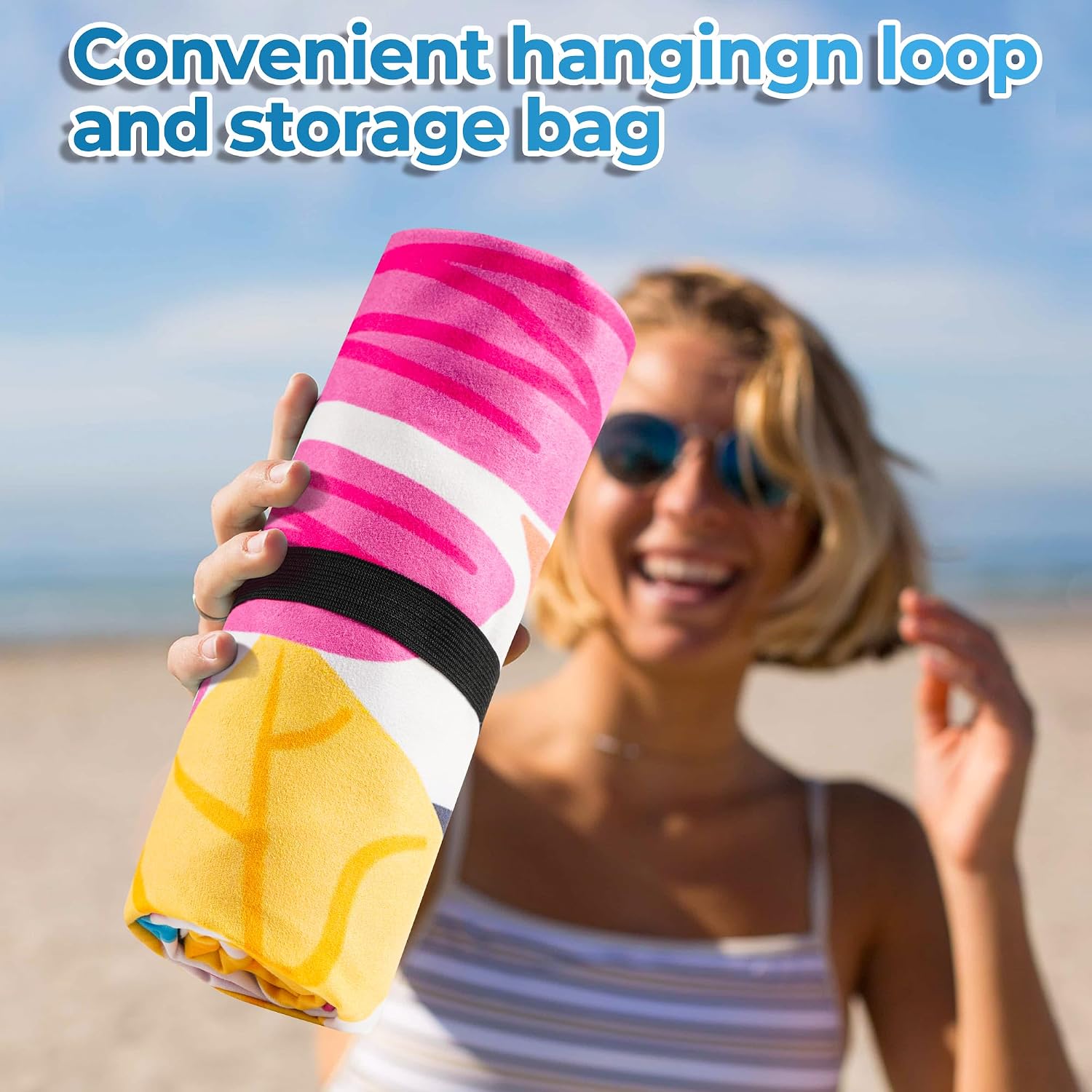 Detalle 2 de Hexify C0113-0652 XXL-strandhanddoek van microvezel, roze, 200 x 145 cm