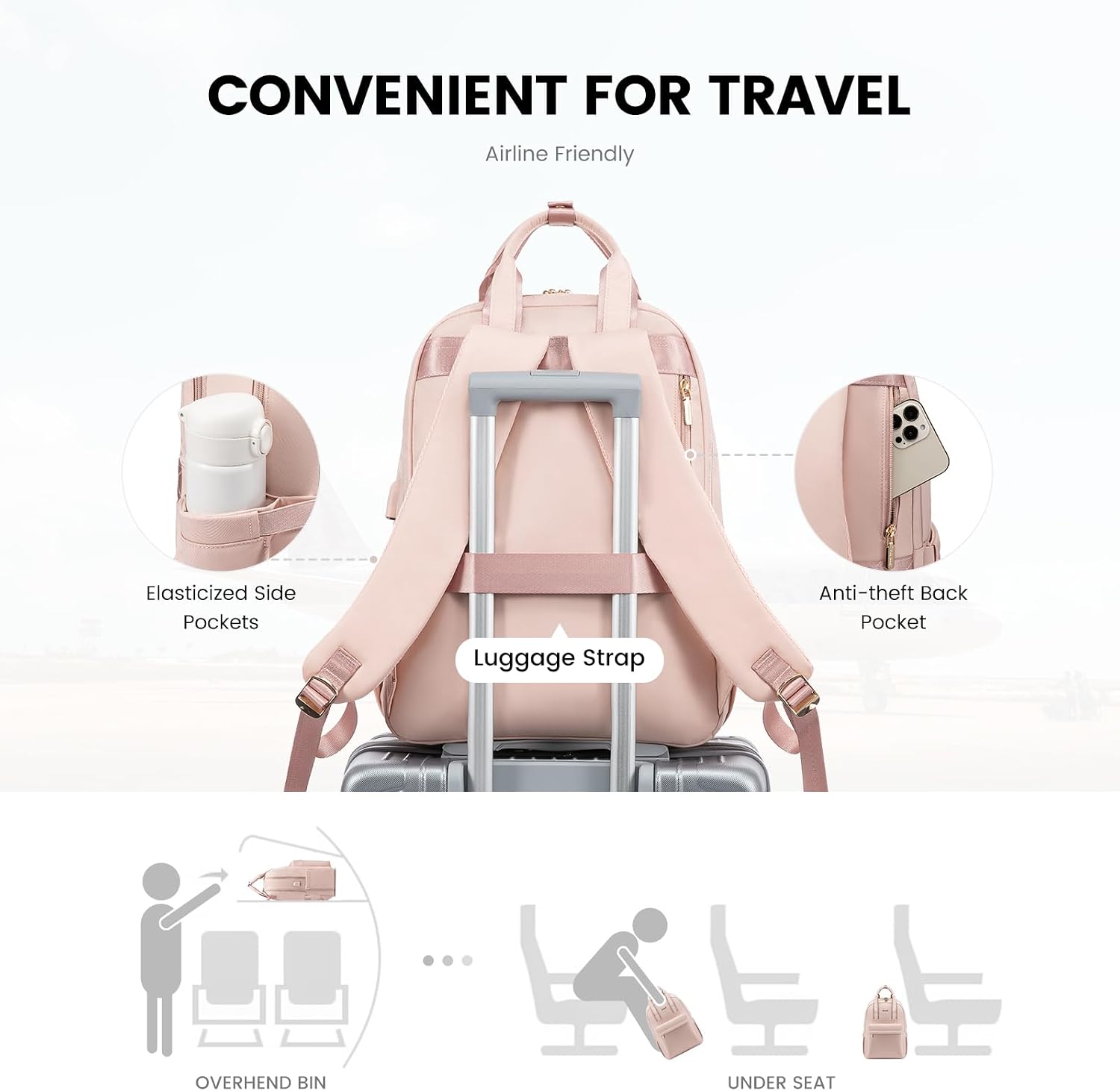 Thumbnail 4 de LOVEVOOK Laptop Backpack 15.6 inch Pink