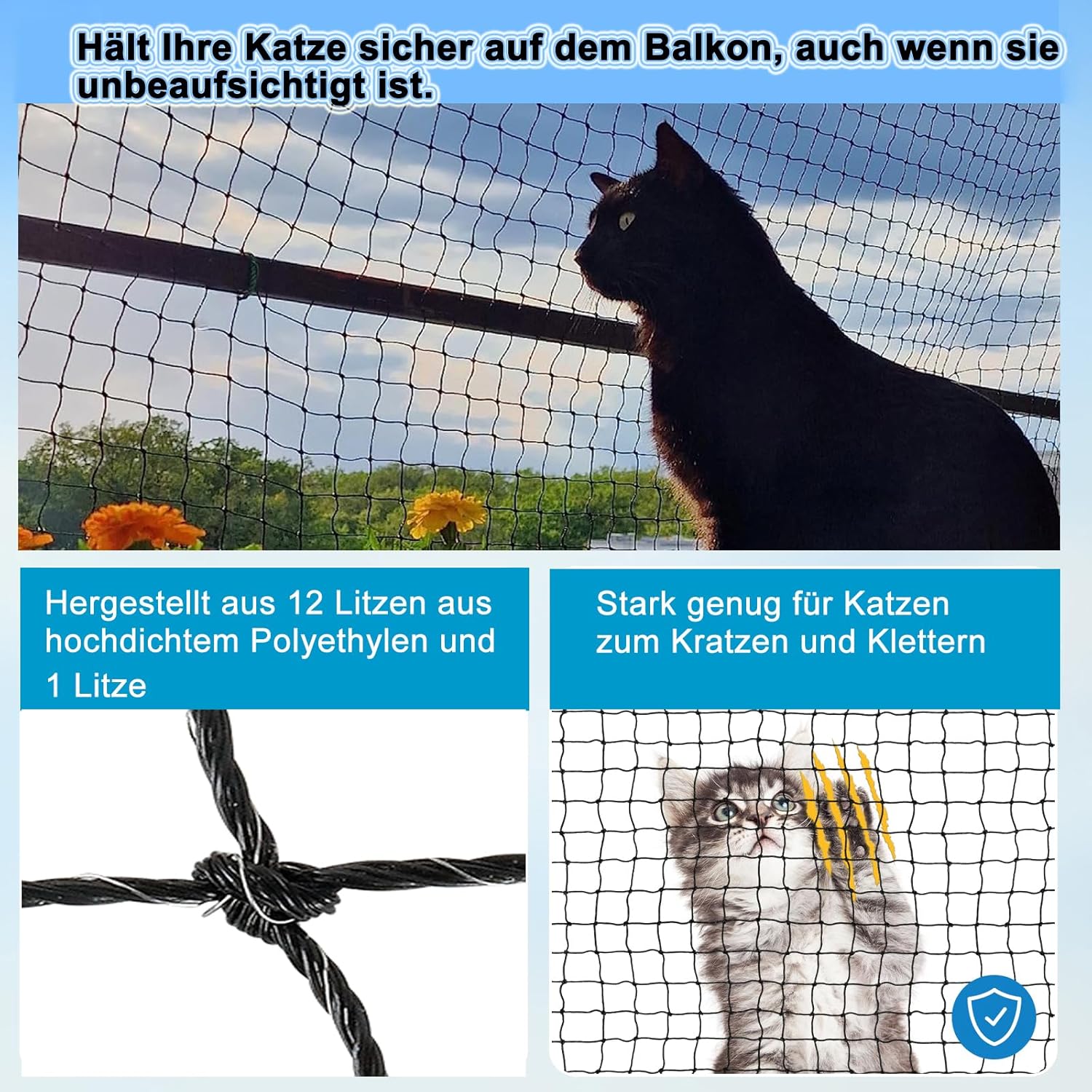 Detalle de Aystkniet katzennetz Balkon 4 x 2 m