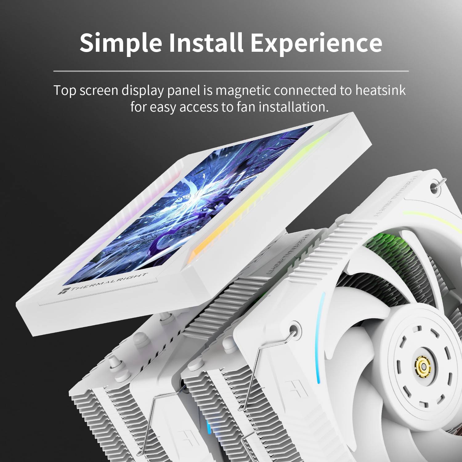 Detalle 1 de Thermalright Peerless Assassin 120 Vision MAX ARGB White CPU Cooler with 5-Inch IPS Display