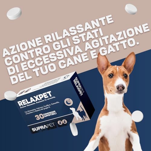 Detalle de Suprapet Relax Calmante per Cani e Gatti 30 compresse: rilassante naturale con L-Triptofano, vitamine B e estratti vegetali