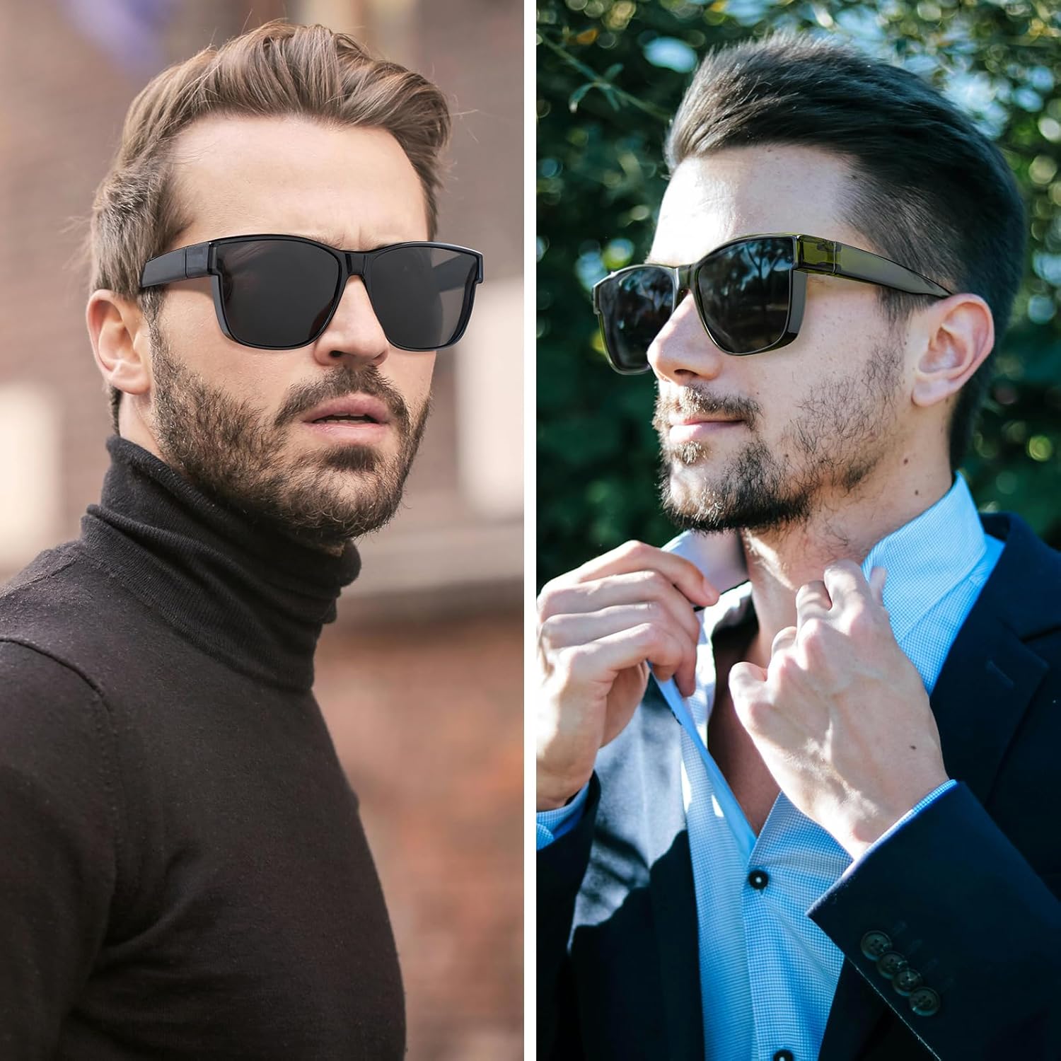 Detalle 2 de GEGURI Polarized Sunglasses Fit Over Glasses - Oversized Square UV400 Night Driving Shades