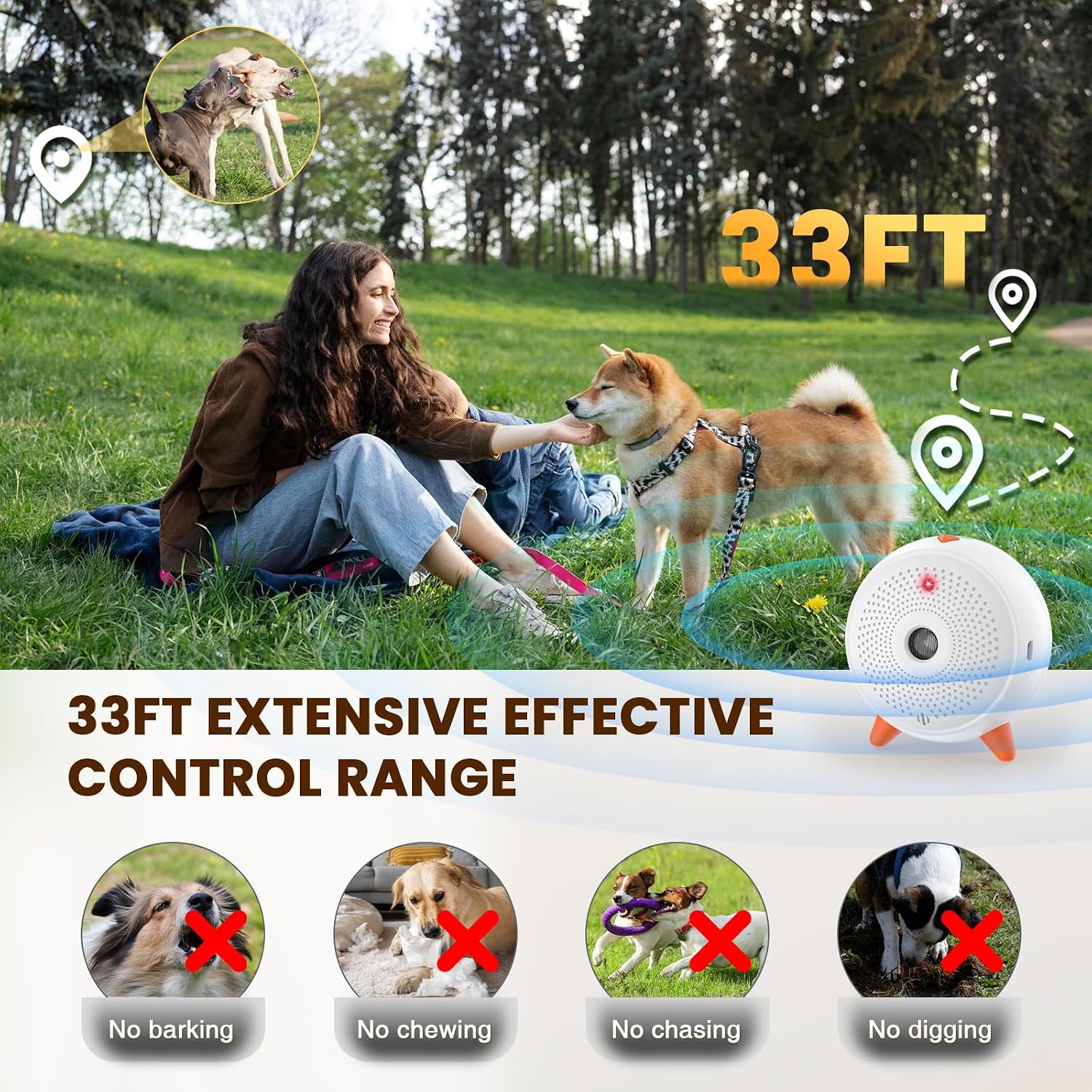 Detalle de Anti Barking Device for Dogs: Mini Ultrasonic Deterrent, Rechargeable and IPX4