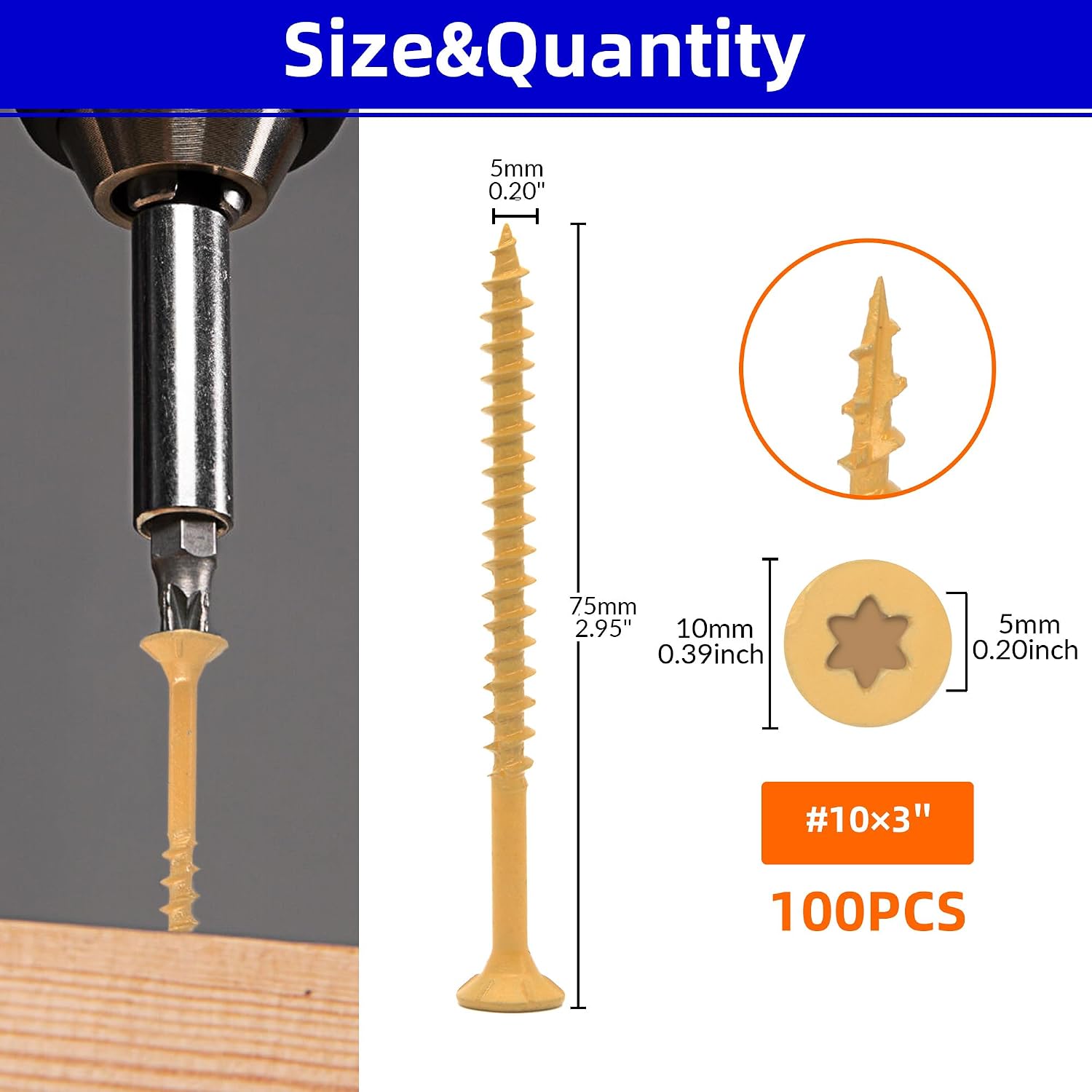 Detalle 2 de NexSync Wood Screws #10 x 3-inch