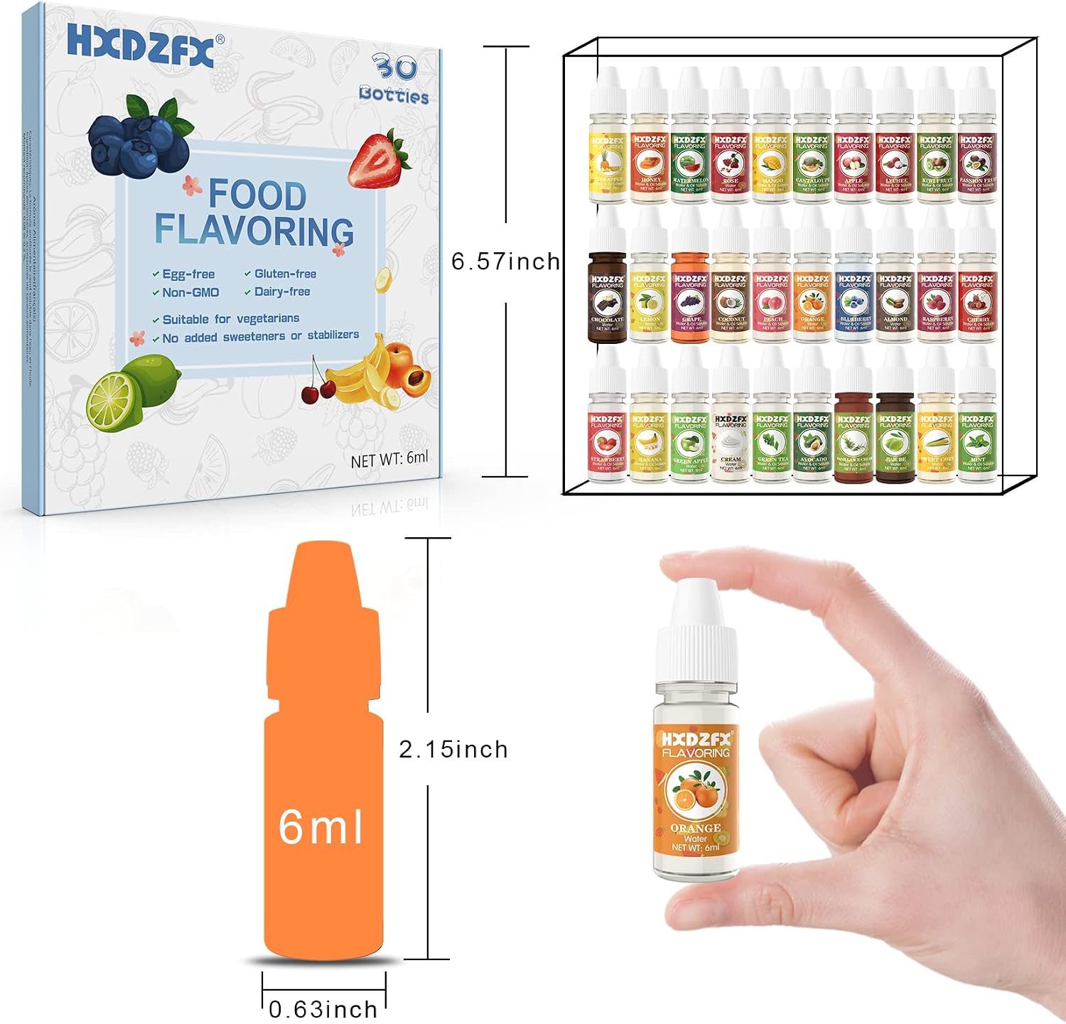 Detalle de Food Flavoring Oil – 30 Liquid Concentrated Flavourings for Cooking, Baking, and DIY Cosmetics