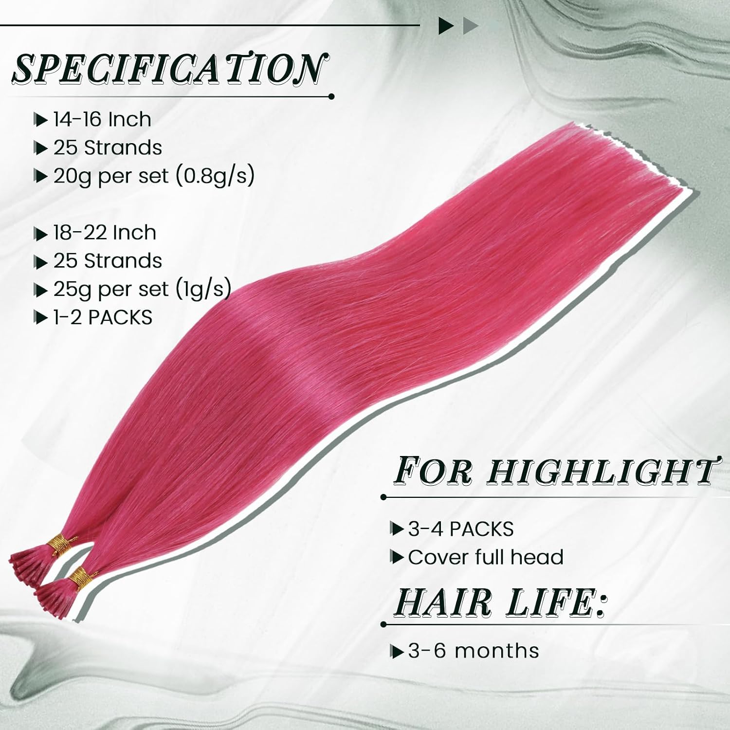 Detalle de RUNATURE I-Tip Human Hair Extensions 18 Inch