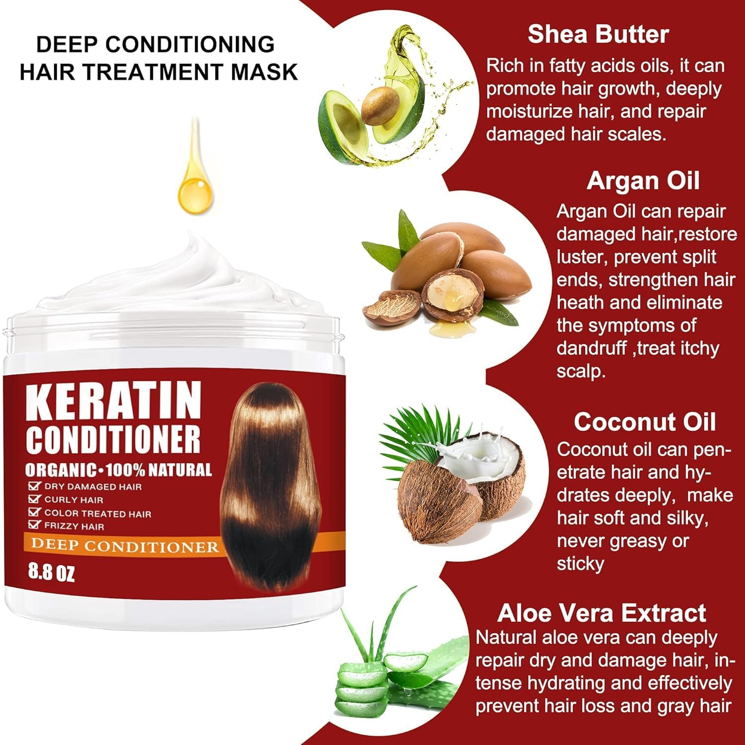 Detalle 2 de Keratin Hair Mask 250g Deep Conditioning