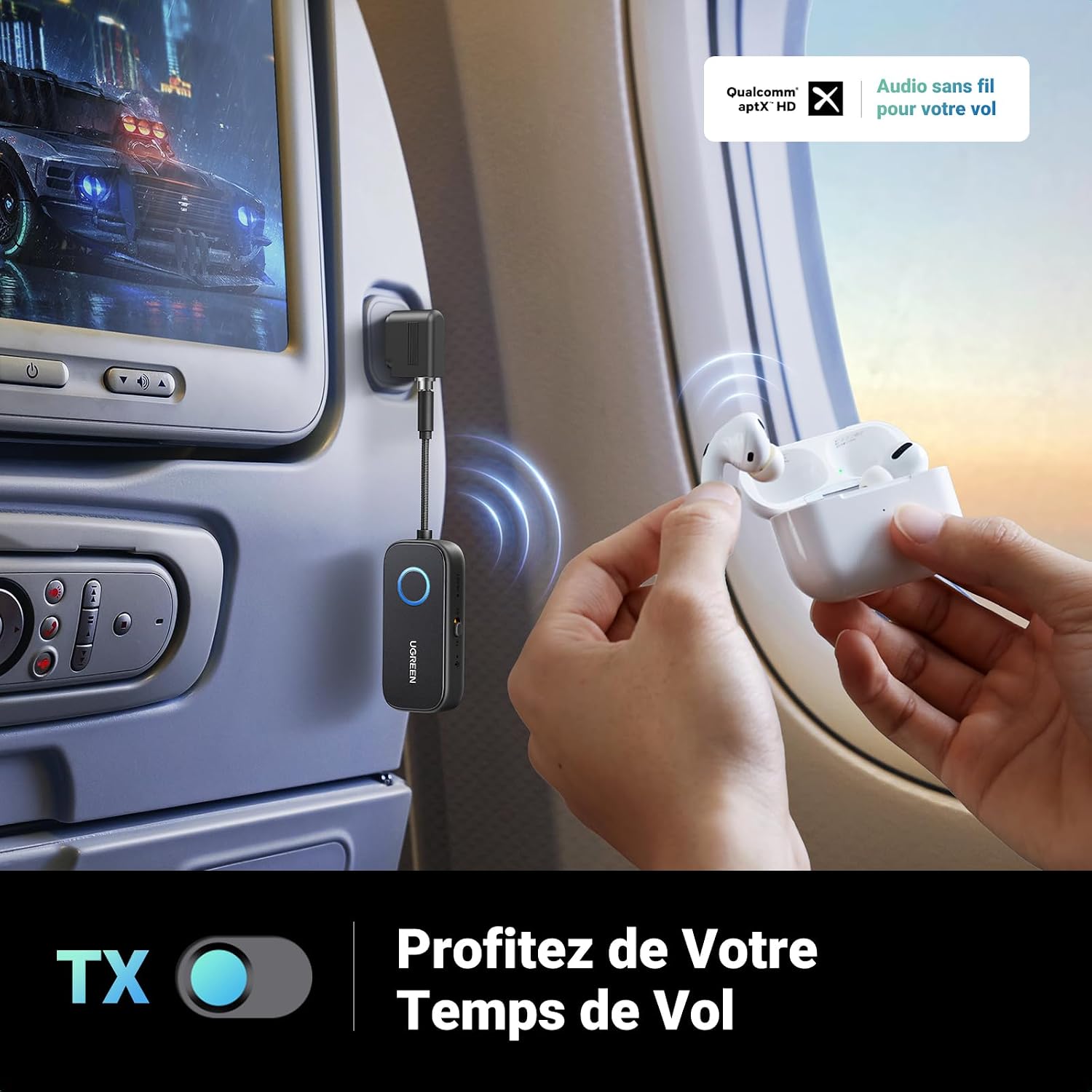 Detalle 2 de UGREEN Émetteur Jack Bluetooth 5.3 28 h
