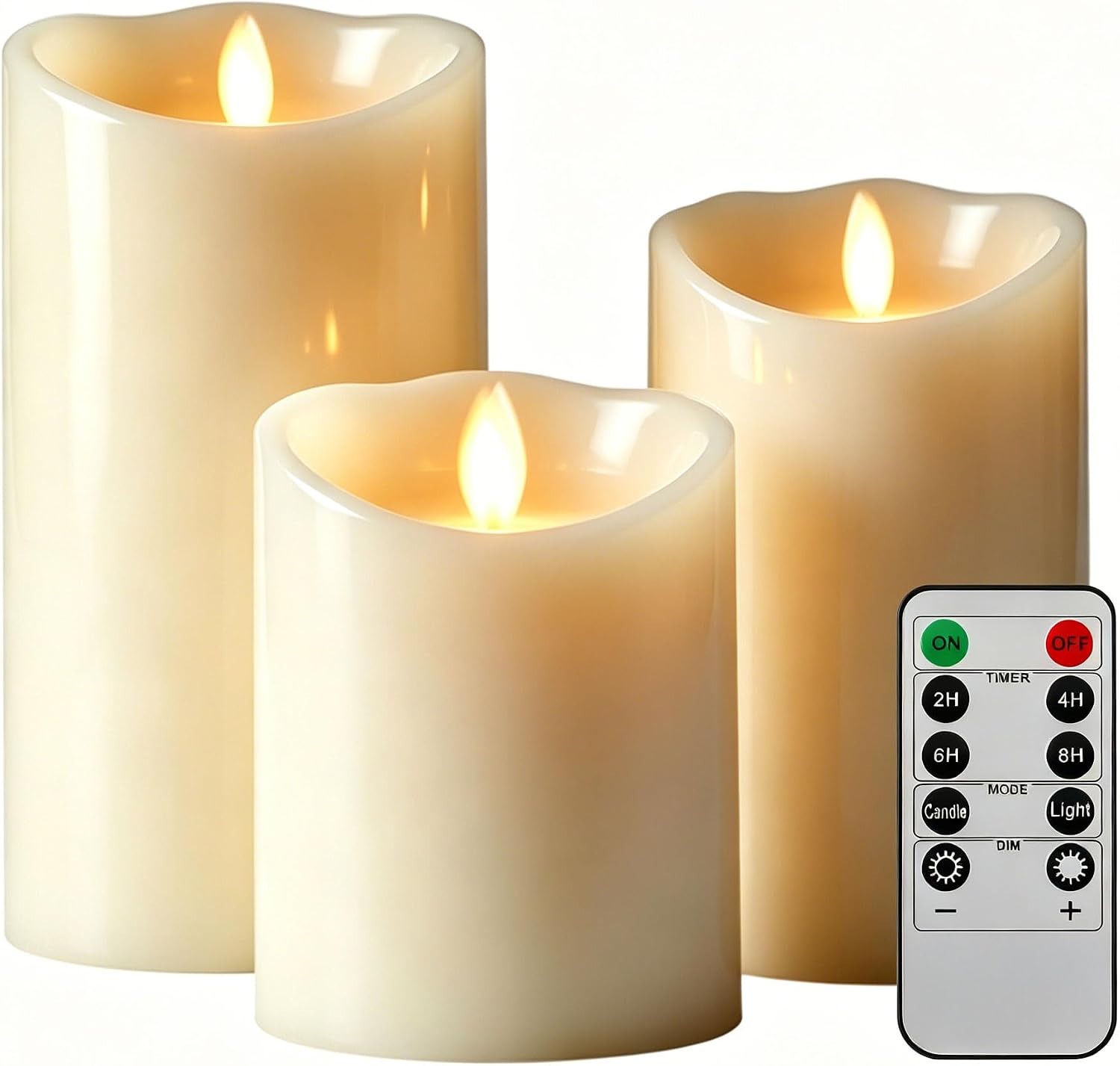 Detalle de Da by DBY002 Flameless LED Candles, 3-Pack with Moving Flame and Remote