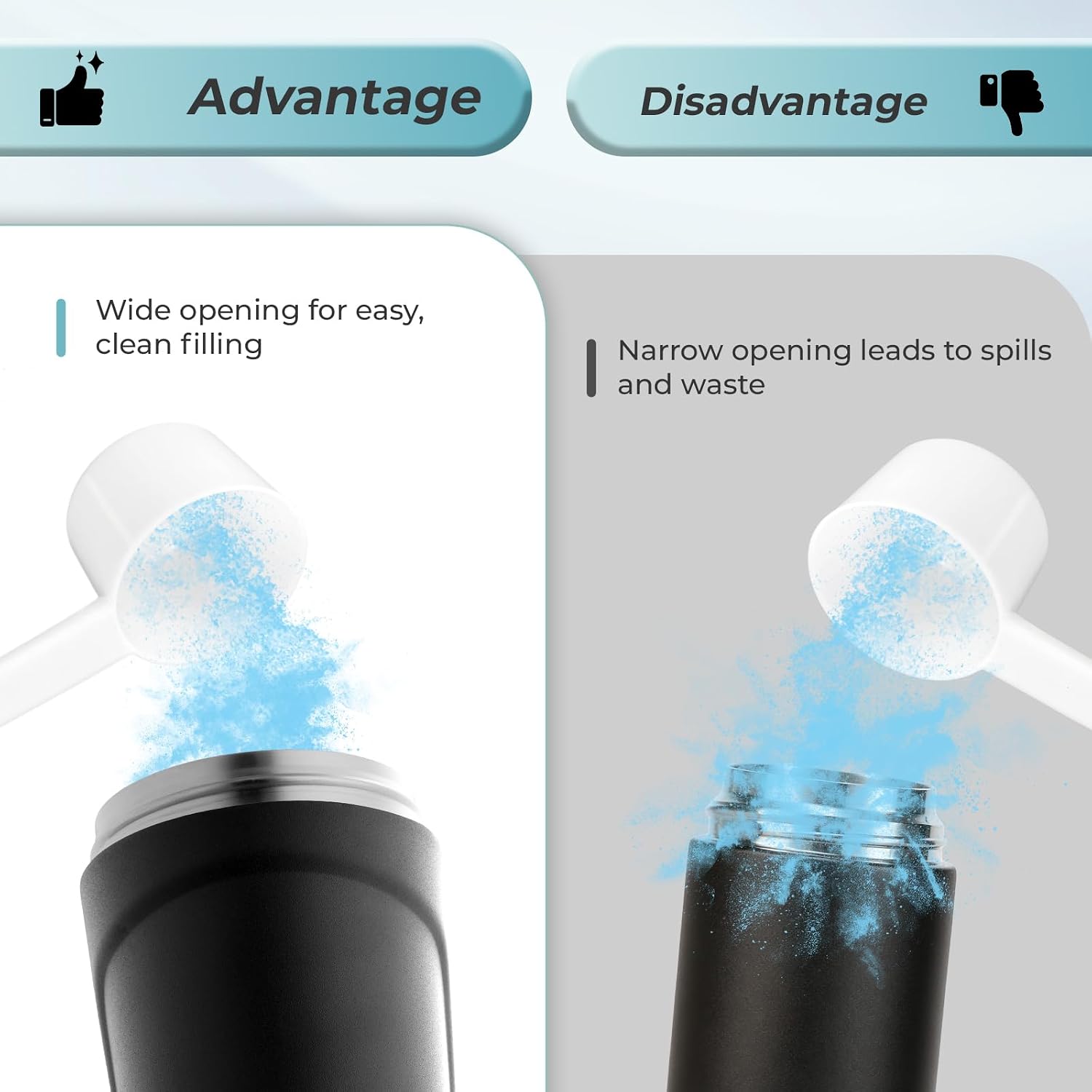 Detalle 2 de Autsel Edelstahl Protein Shaker 750 ml – Auslaufsicher, BPA frei, Schwarz