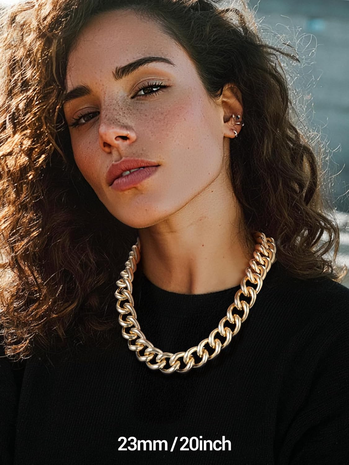 Thumbnail 1 de PROSTEEL girocollo spessa donna Punk oro: collana a catena grossa dorata a moschettone, da choker o lunga