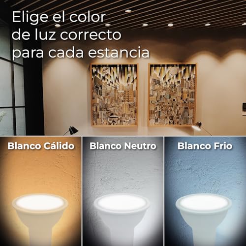 Detalle de LED ATOMANT Pack 10x Bombilla LED GU10 8W – 6500K, 800 lúmenes, 120°