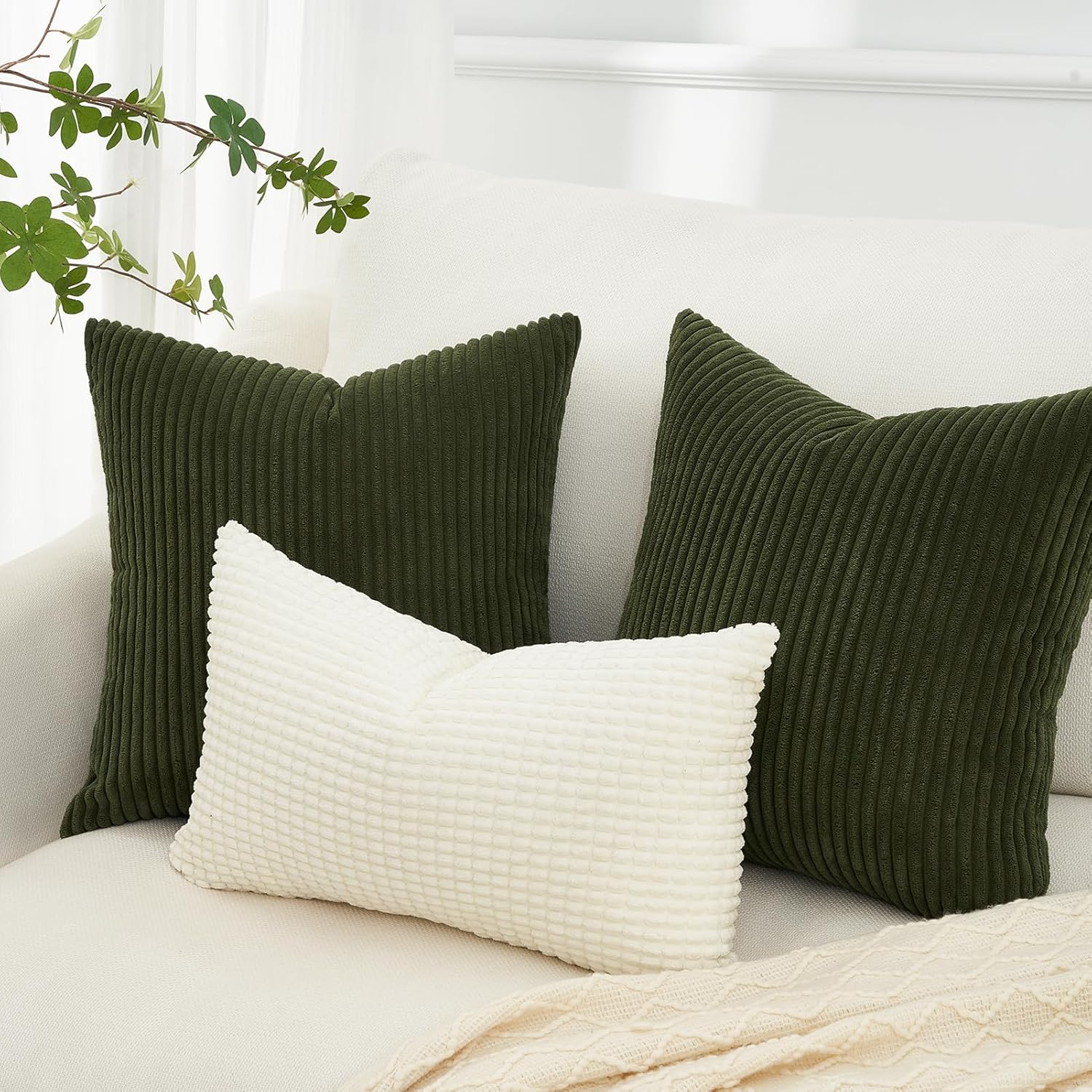 Thumbnail 2 de Topfinel Juego de 2 Fundas de Cojín 60x60 Verde Oliva