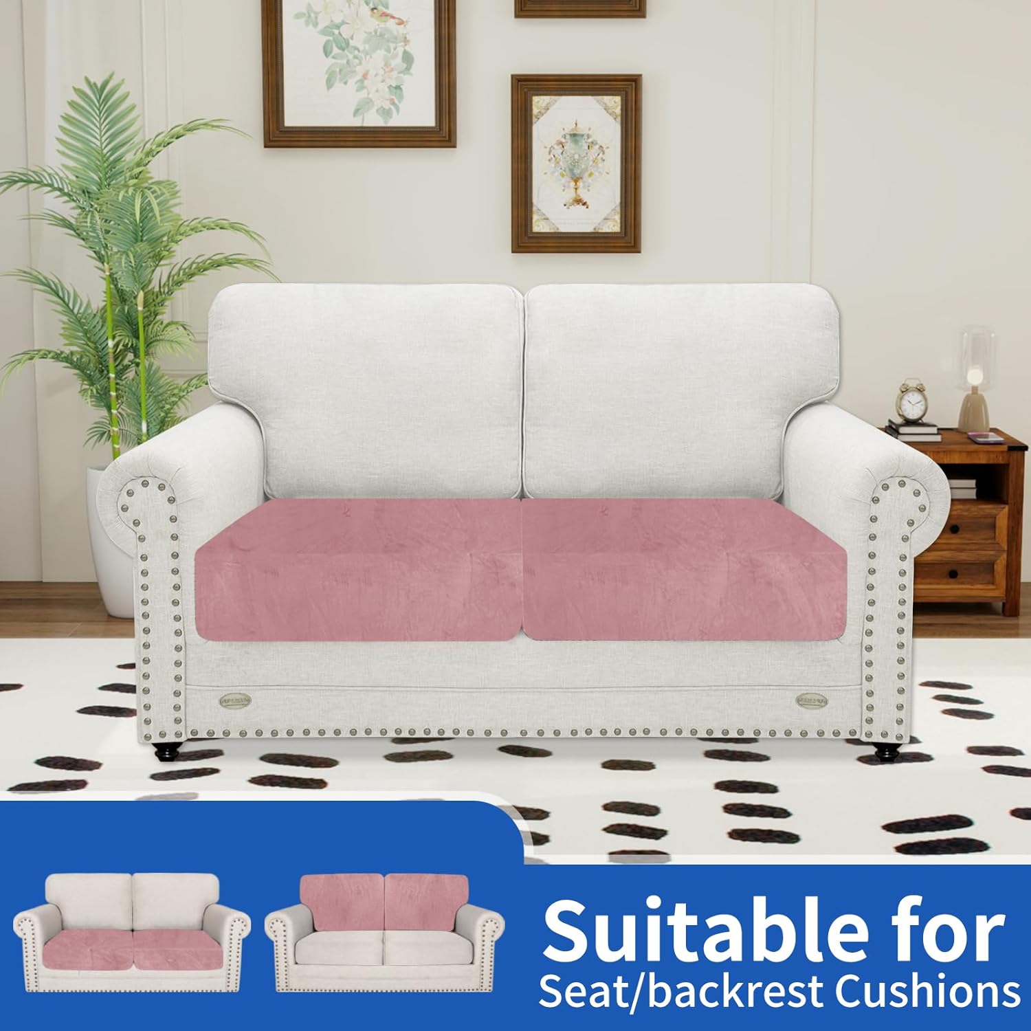 Thumbnail 1 de Ystyle Copriseduta Divano Elasticizzato in Velluto Rosa – Copri Cuscini Universale Antiscivolo
