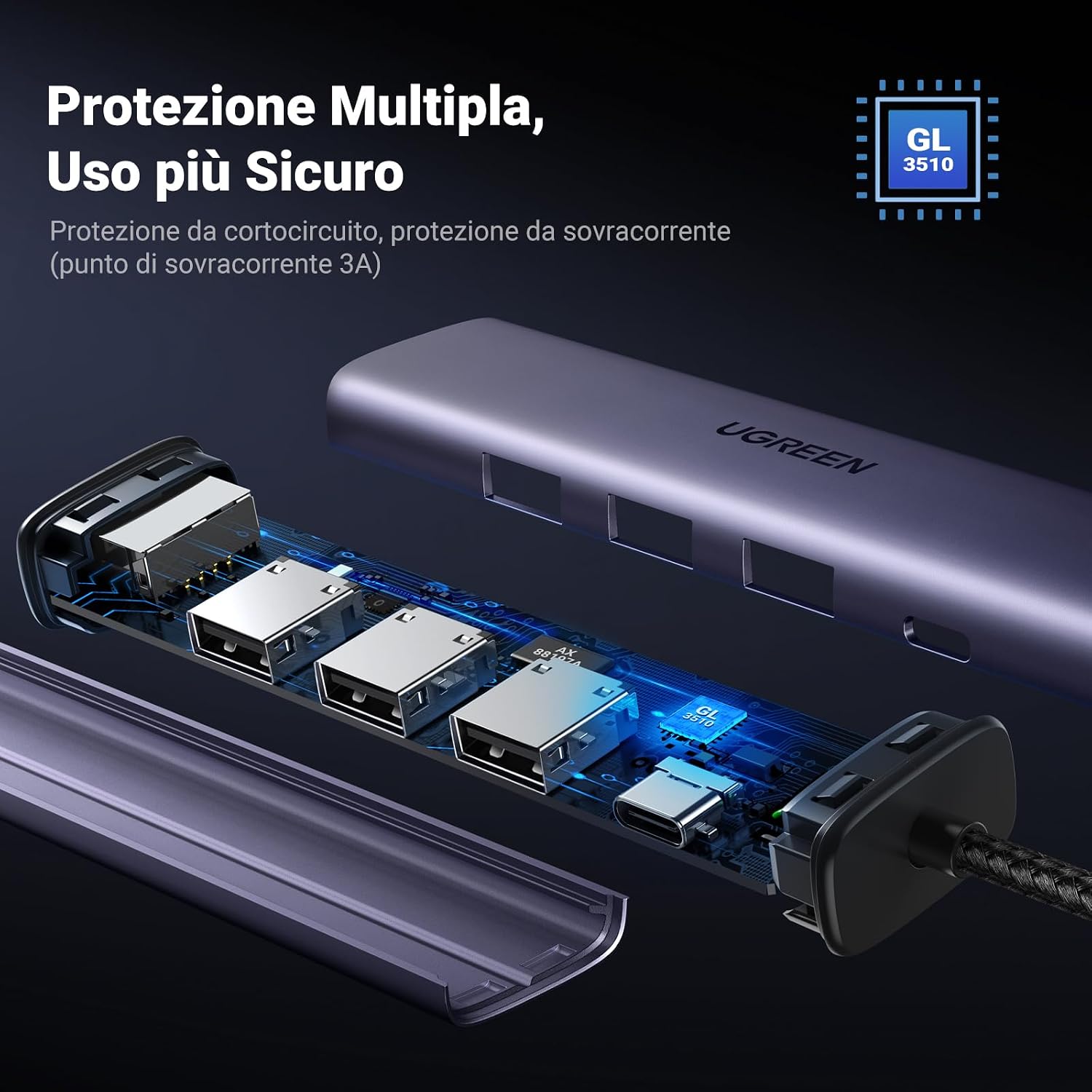 Thumbnail 6 de UGREEN Hub USB 3.0 Ethernet Alluminio