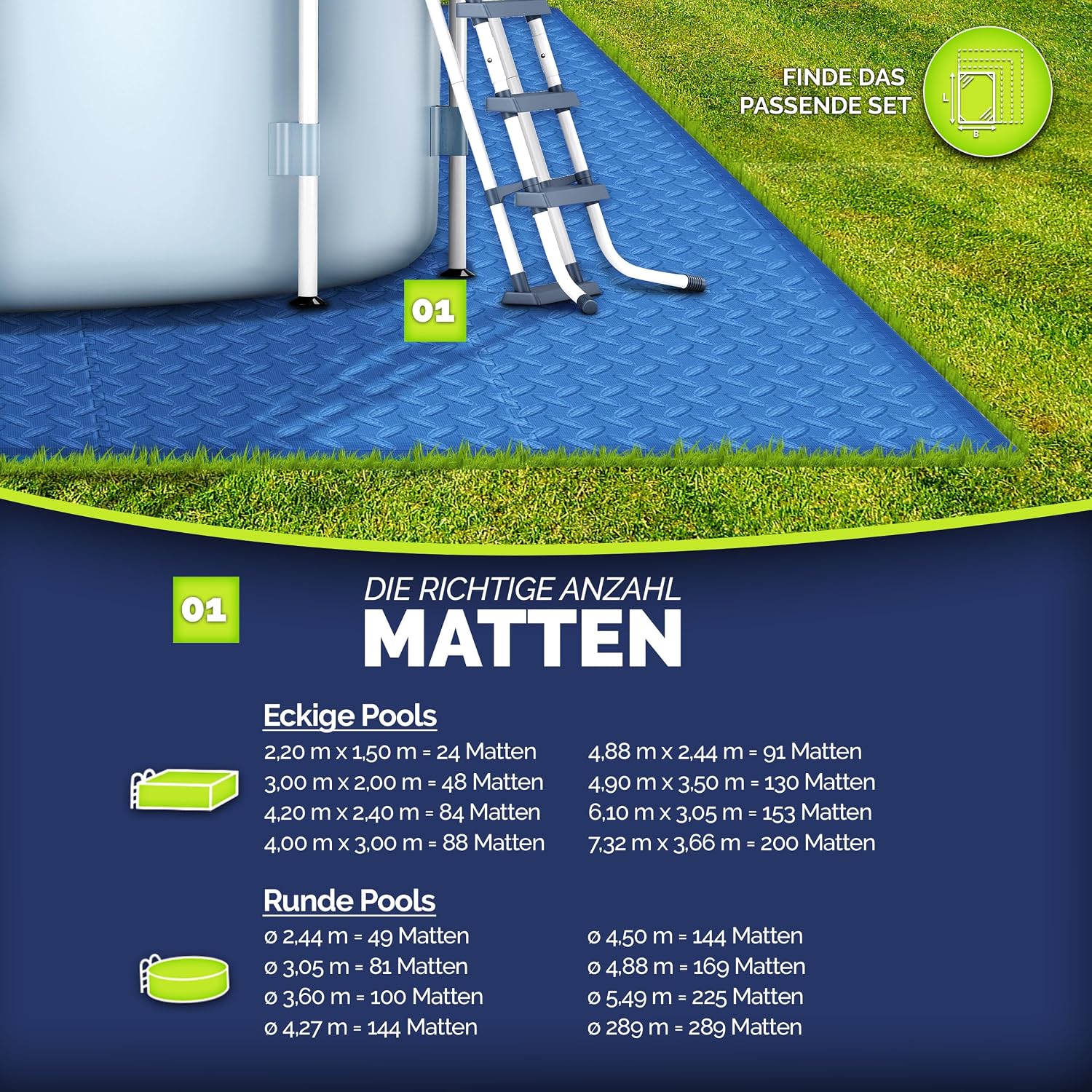 Detalle 2 de tillvex® Tapis de piscine 48 pièces 38,5 cm