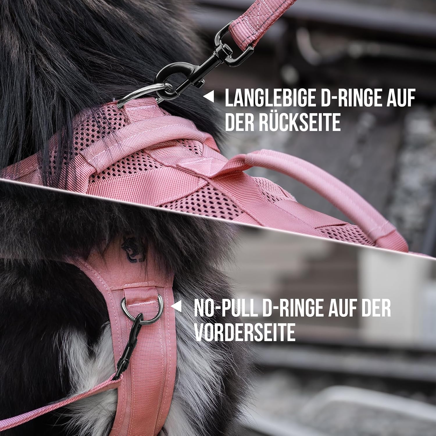 Detalle 1 de OneTigris AIRE MESH Hundegeschirr Anti-Zug für große Hunde (rosa, Größe L)