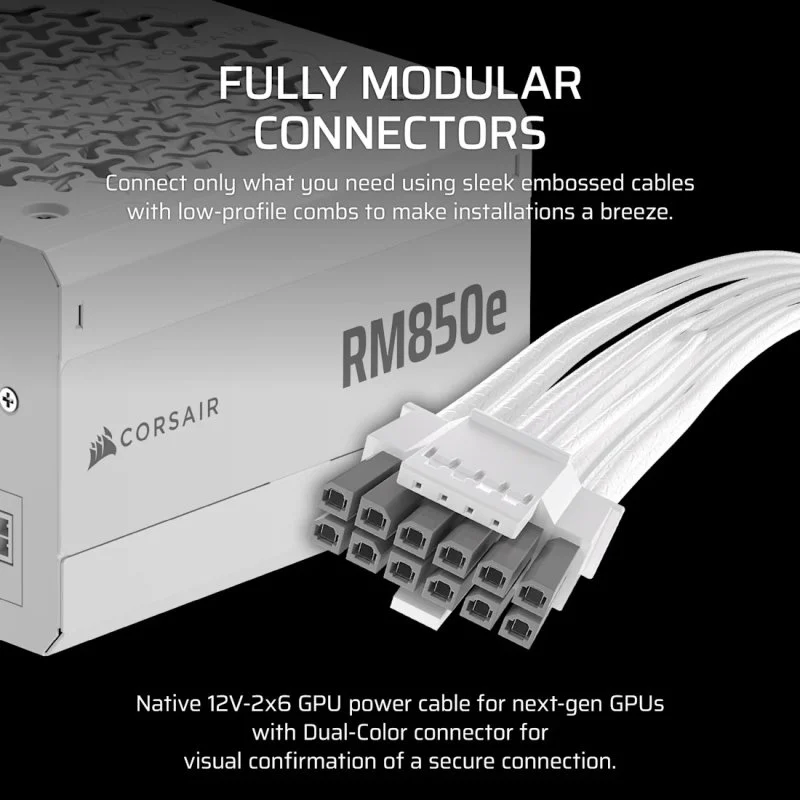 Thumbnail 1 de Corsair RM850e 850W ATX 3.1 PCIe 5.1 Blanca