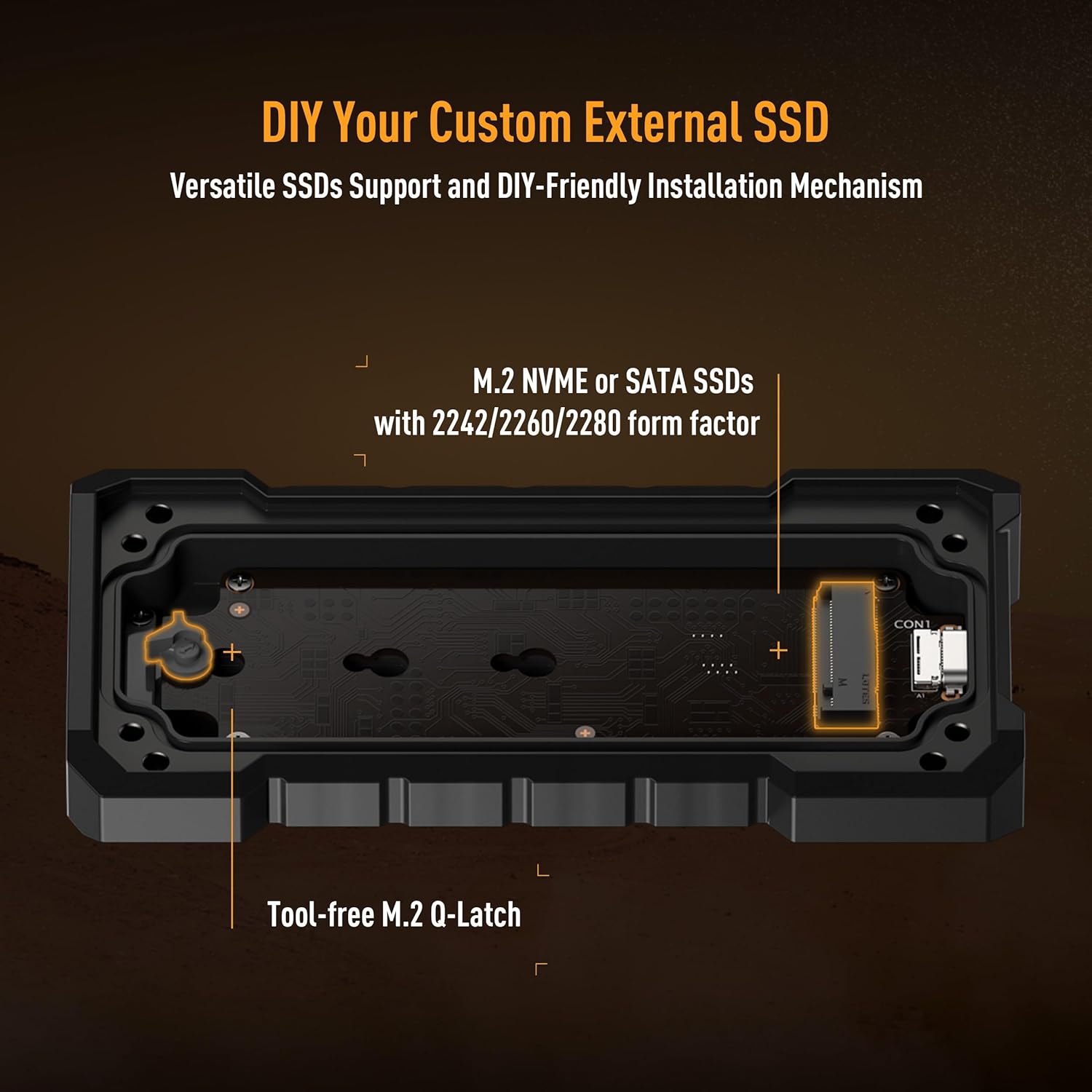 Thumbnail 4 de ASUS TUF Gaming A2 : boîtier SSD externe M.2 NVMe USB-C 3.2 Gen 2x2 (MIL-STD-810H, IP68)