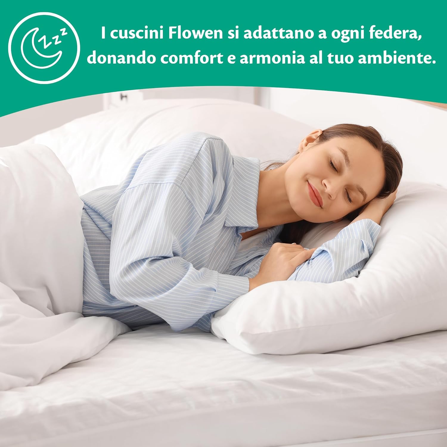 Detalle de Flowen Coppia di guanciali 50x80 con microfibra, antiacaro e lavabili in lavatrice