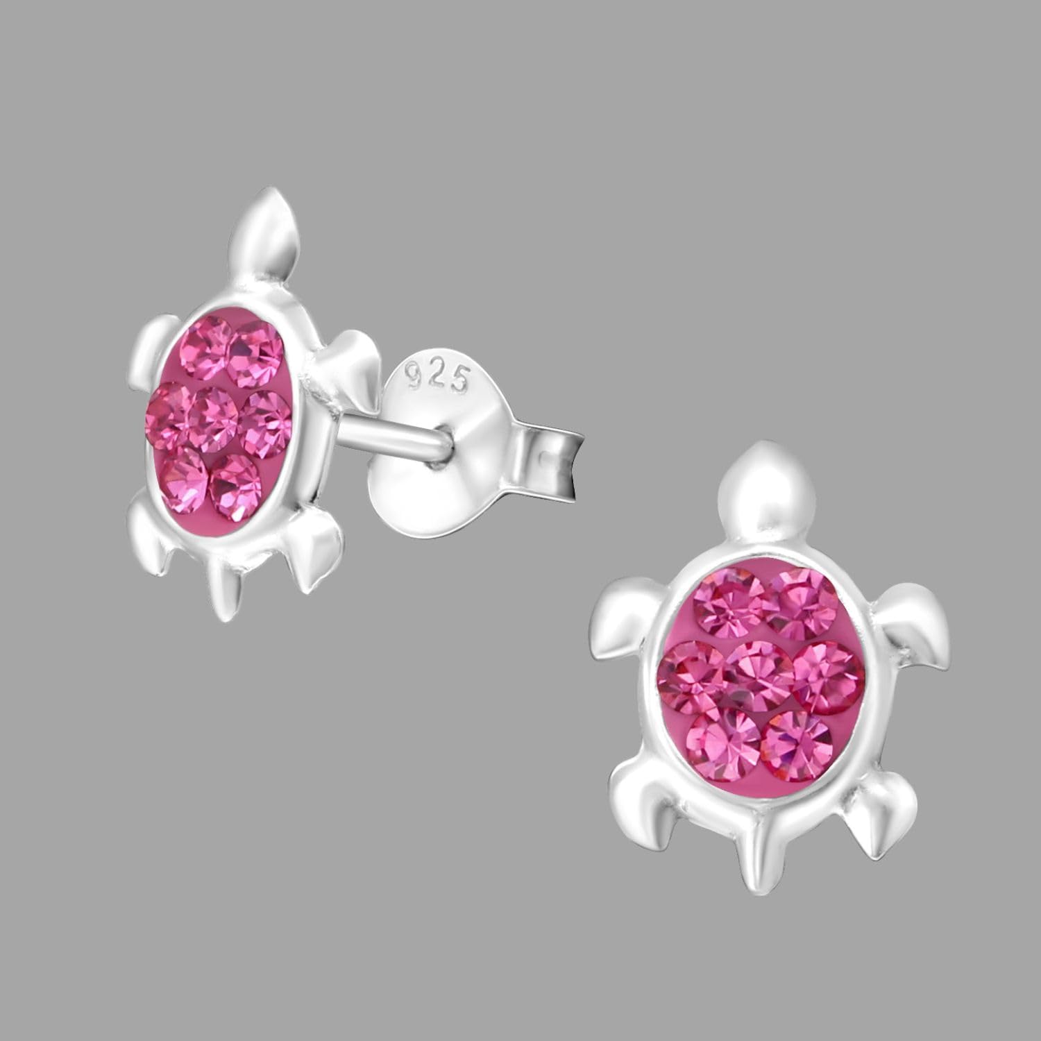Thumbnail 5 de Zenvie Sterling Silver Turtle Stud Earrings with Crystals (10mm x 9mm) – Gift Box Included