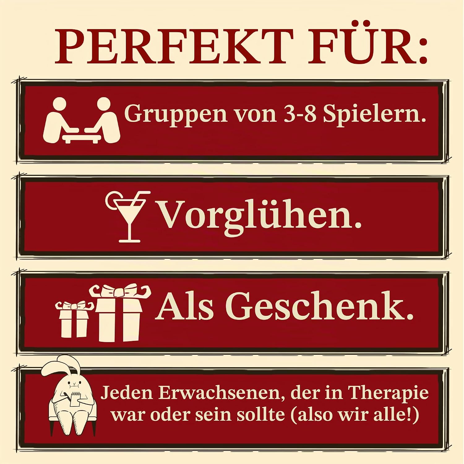 Detalle de Exploding Kittens – Horrible Therapist: Extra Horrible Edition (3–8 Spieler, 17+) – Comic- und Therapiesatire