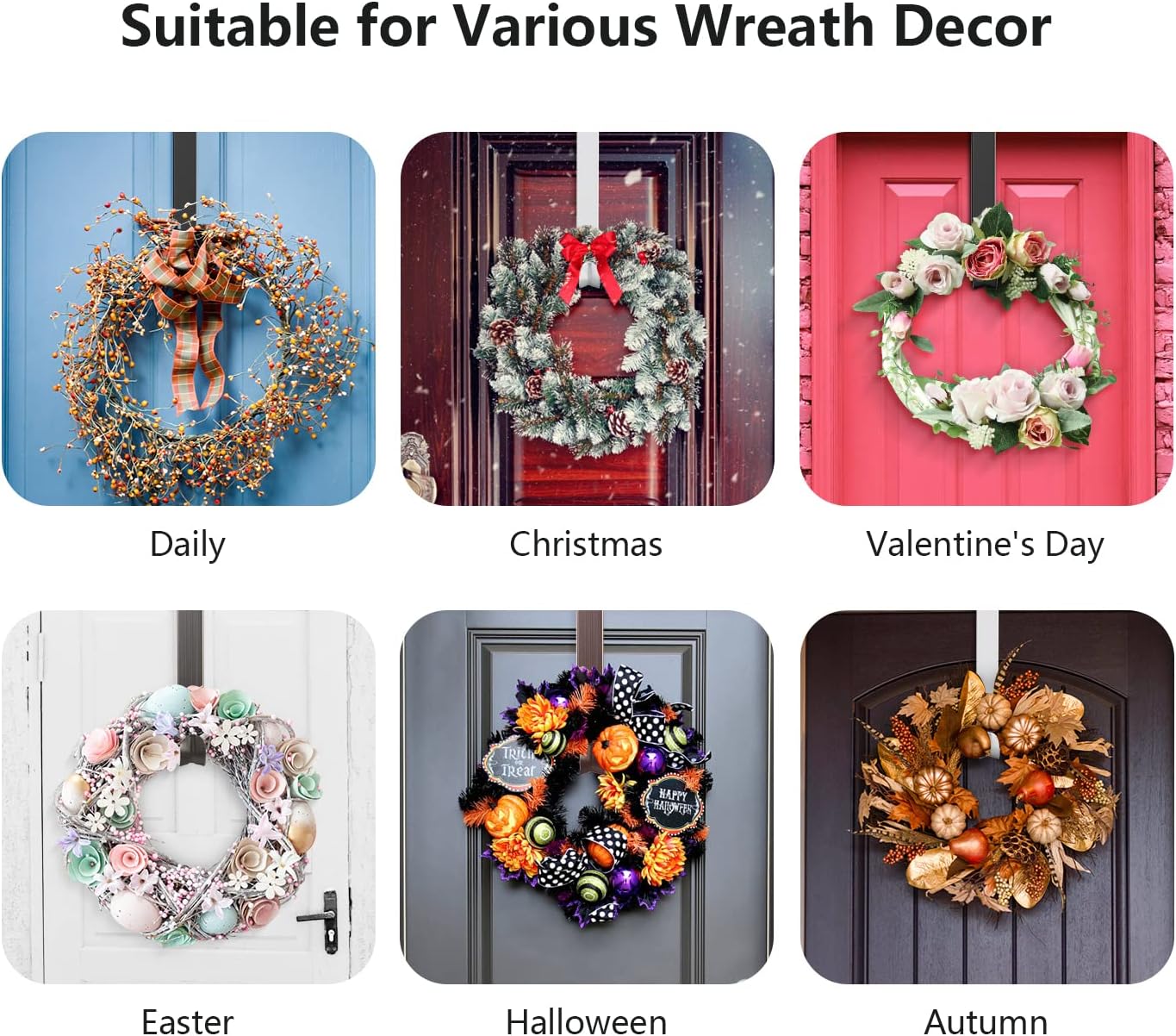Detalle 2 de LBSUN 8541861544 Adjustable Over-the-Door Wreath Hanger, 14.9–25 Inches