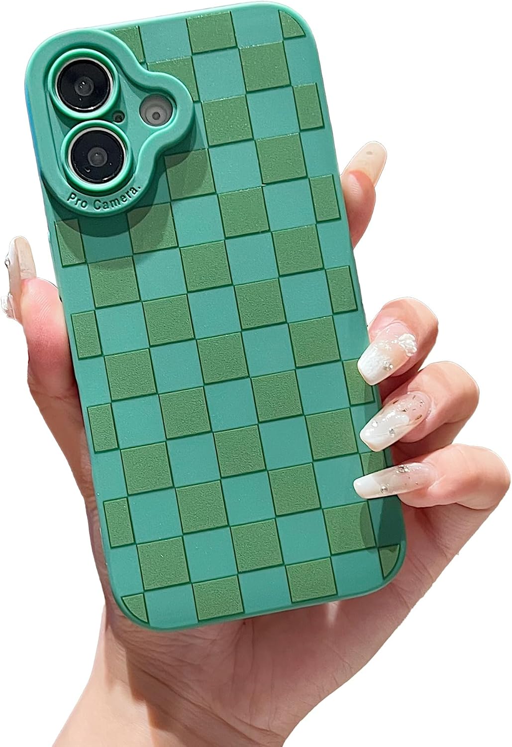 Detalle de YUMUPIFE iPhone 17 Case, Green Checkerboard Soft TPU Silicone Cover