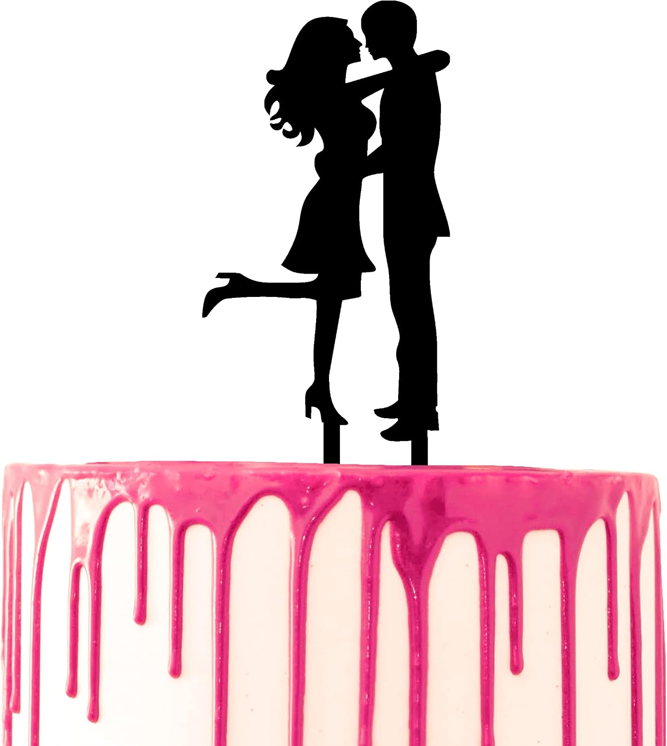 Thumbnail 5 de CARISPIBET Wedding Cake Topper: Bride and Groom Kiss with Four Dogs in Acrylic Silhouette