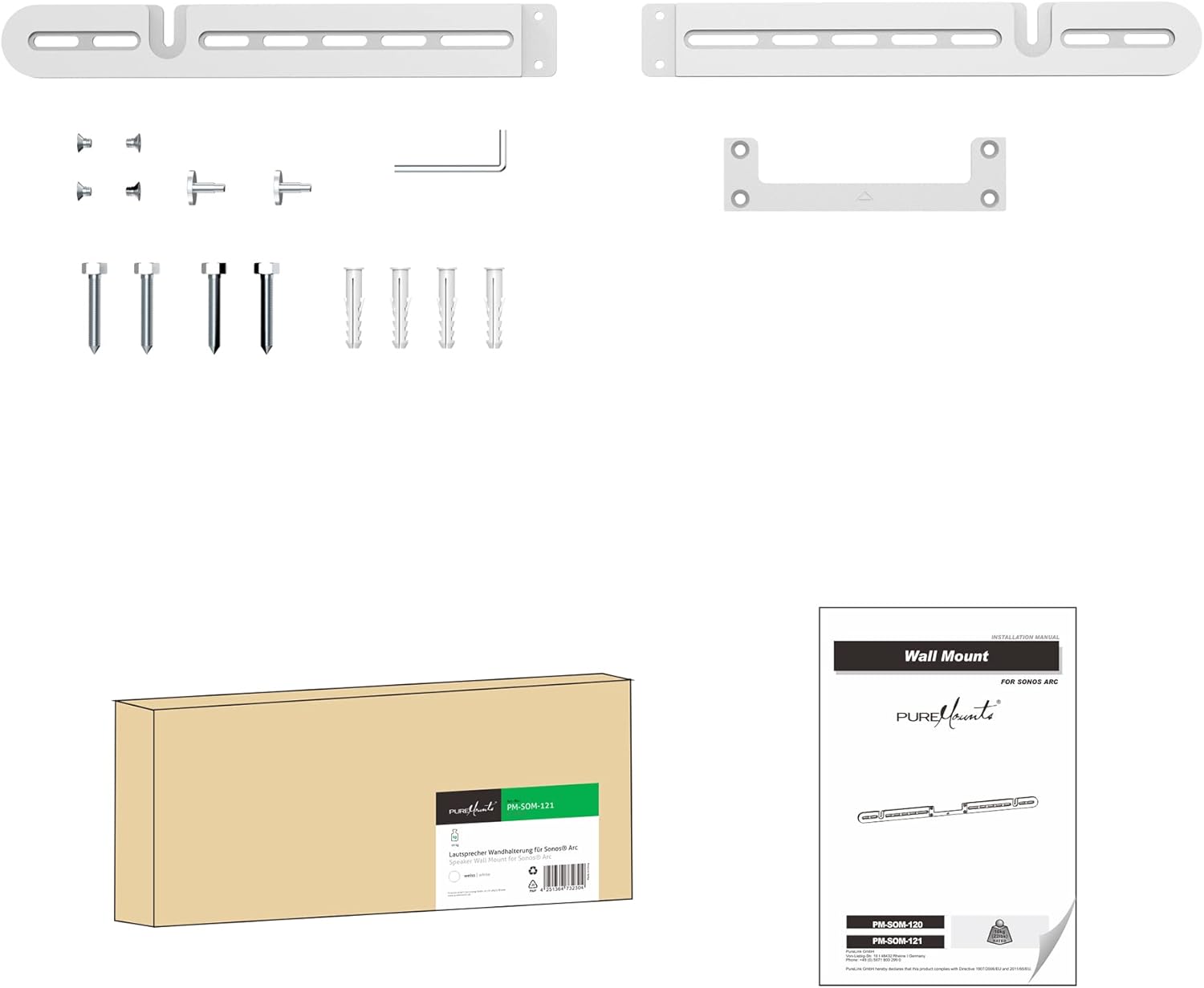 Thumbnail 4 de PureMounts Lautsprecher-Halterung für Sonos Arc/Arc Ultra – Wandmontage in Weiß
