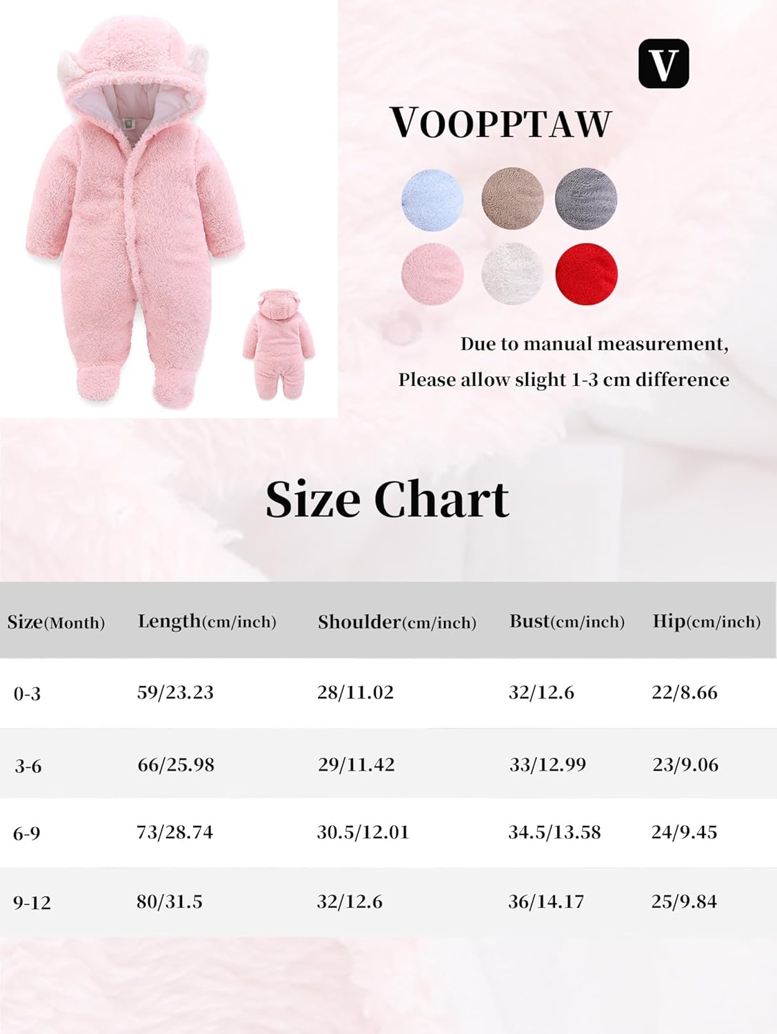 Thumbnail 3 de Voopptaw warm fleece baby winter jumpsuit romper for 0–12 months