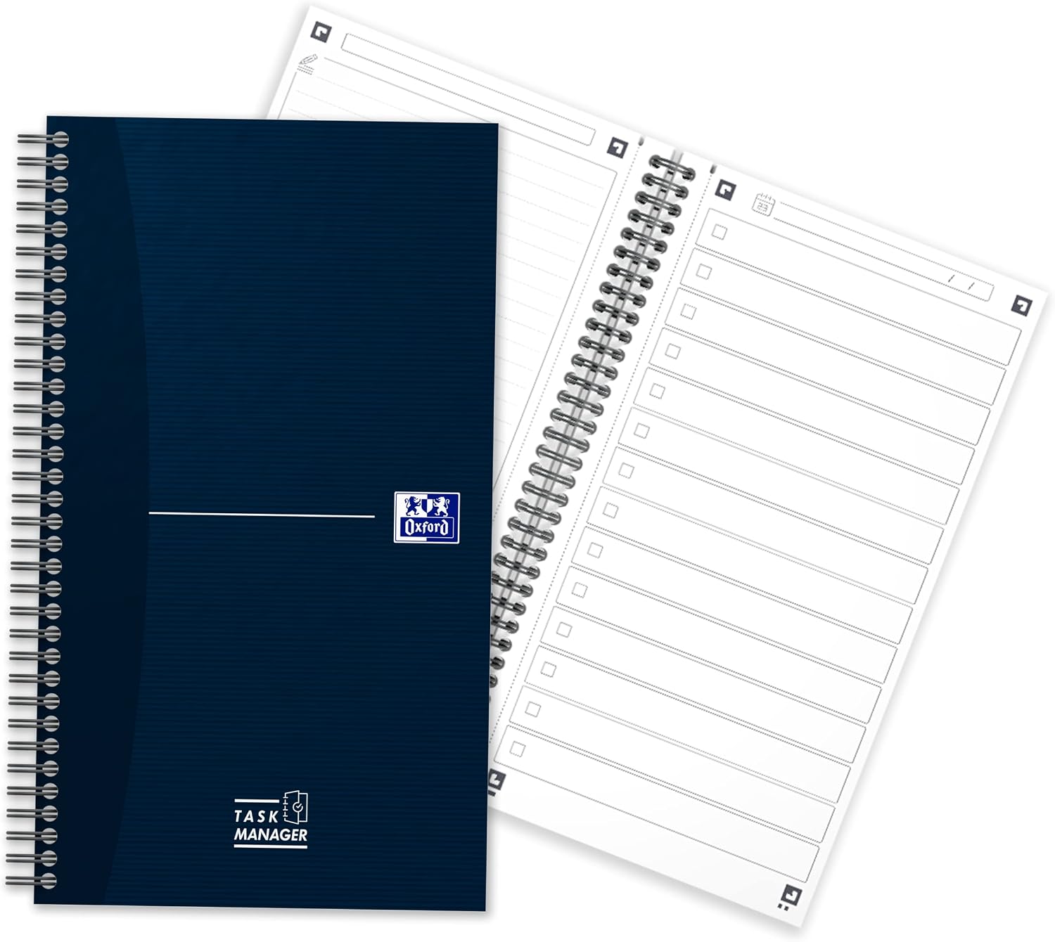 Detalle de Oxford Task Manager: To-Do-Listen-Notizbuch mit Spiralbindung, blau, 460 Seiten