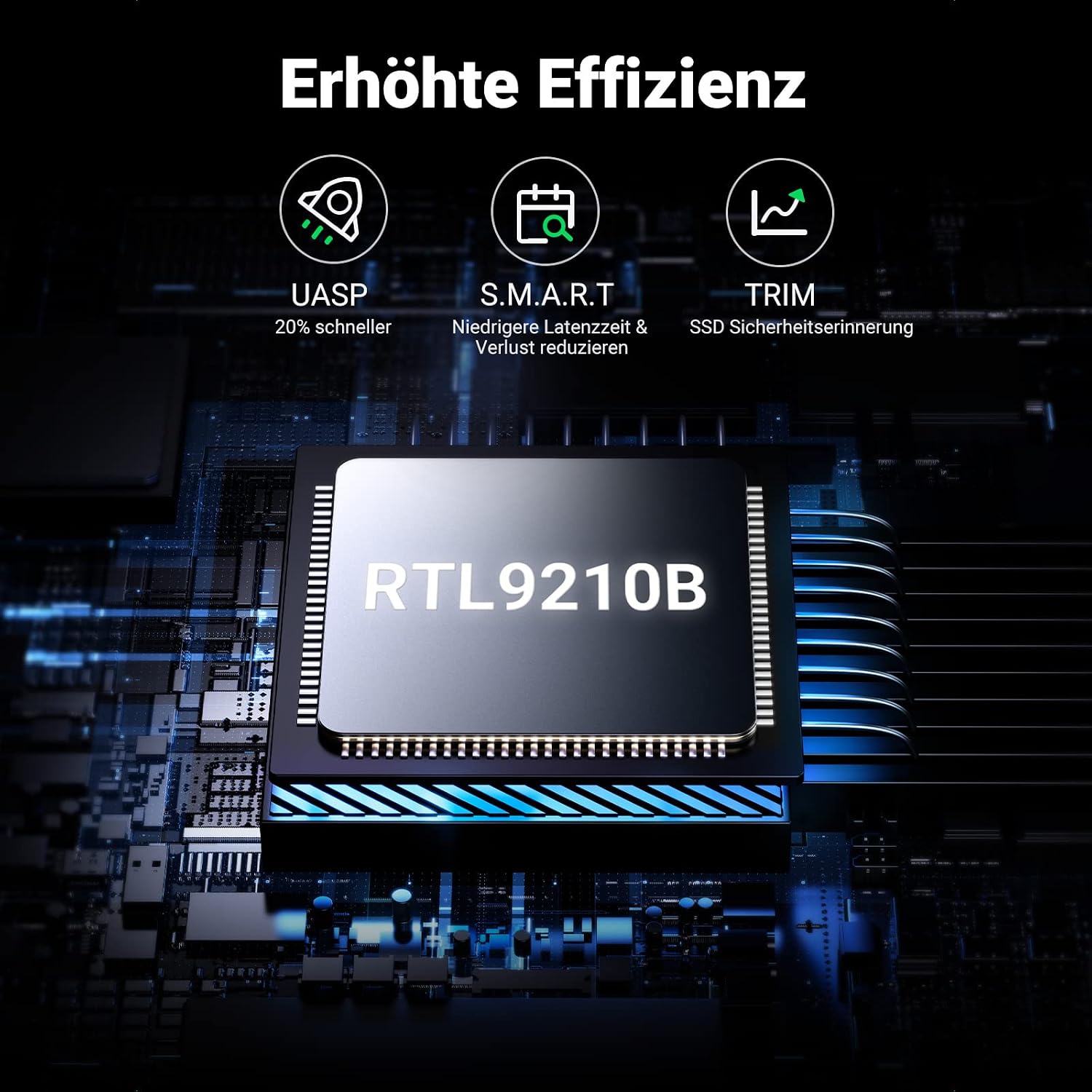 Detalle 2 de UGREEN M.2 NVMe/SATA SSD Gehäuse USB 3.2 Gen 2 (10 Gbps) aus Aluminium mit Kühlkissen