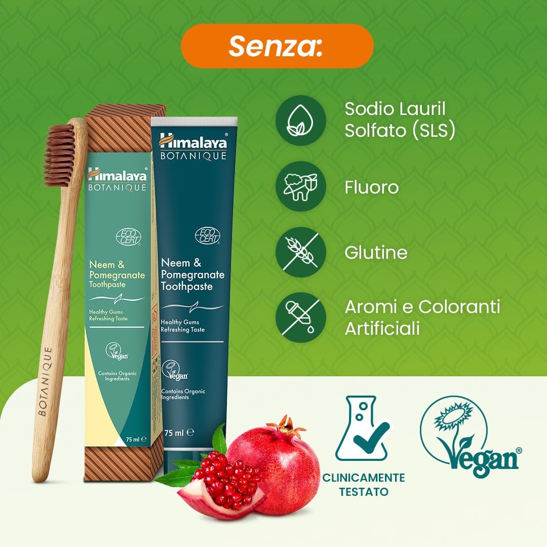 Thumbnail 4 de Himalaya Botanique Neem e Melograno Dentifricio – 75 ml, senza fluoro, EcoCert Cosmos Natural