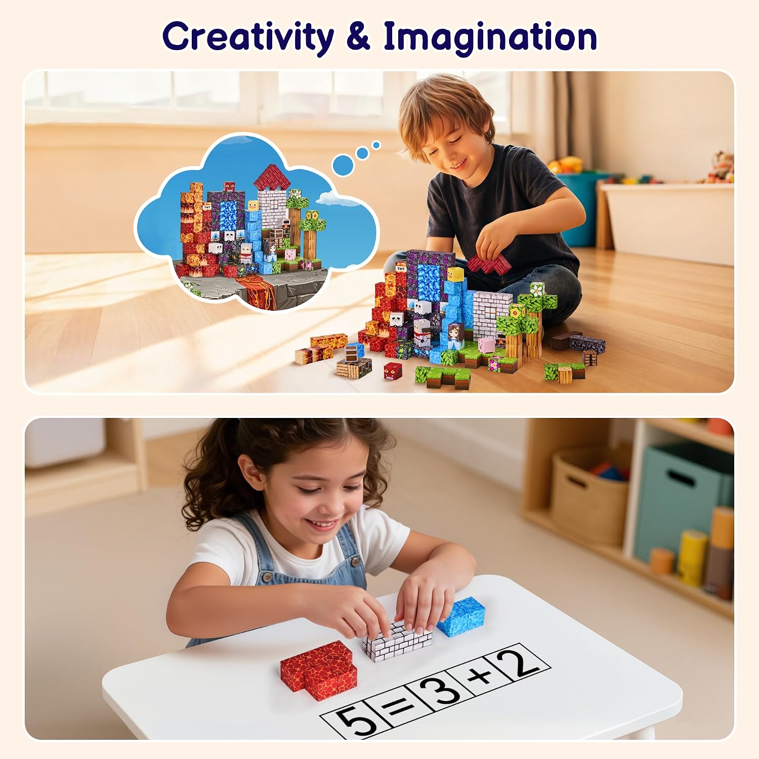 Detalle de EWED 200PCS Magnetic Blocks: STEM Building Tiles for Creative Play