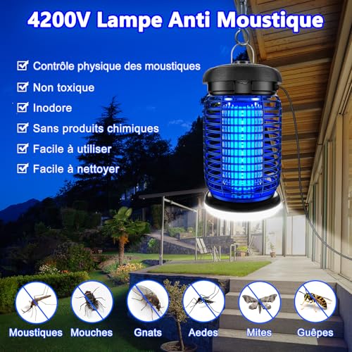 Detalle de Seenlast Lampe Anti Moustique LED 15W – 4200V, IPX4, 140 m² (1,5 m), 2 en 1