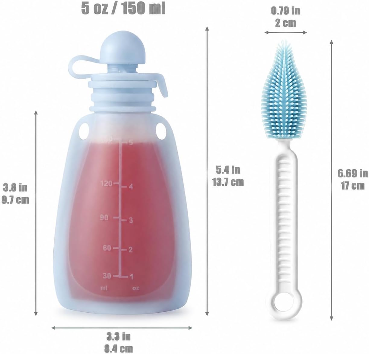Detalle de PandaEar Baby Food Pouches: 7 herbruikbare siliconen knijpzakjes