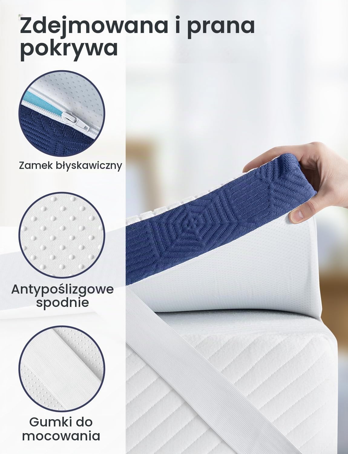 Thumbnail 4 de BedStory YML-F2203589-2 – nakładka na materac 120 × 200 cm, 7,5 cm, pianka memory H2/H3