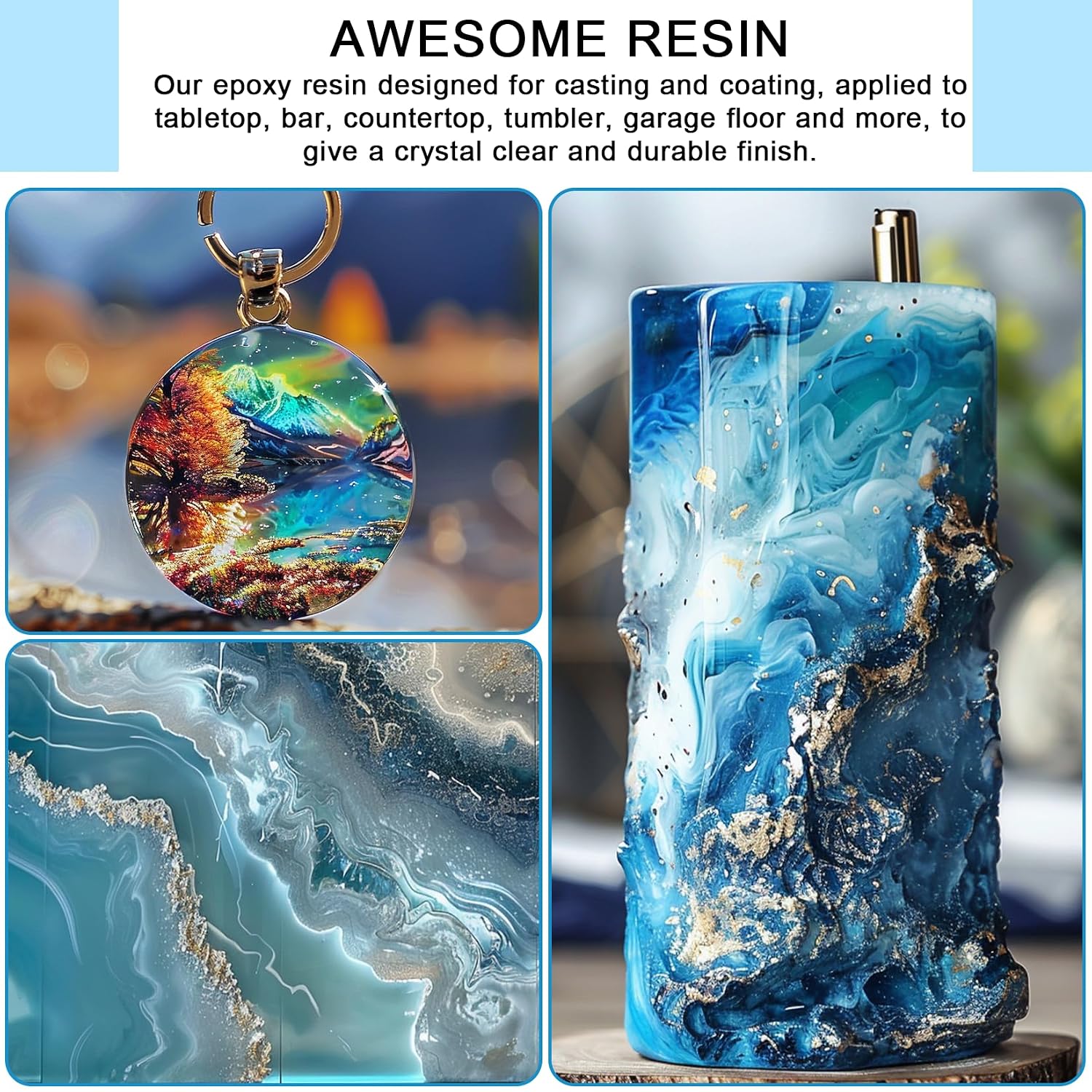 Thumbnail 6 de SigWong Epoxy Resin Clear Crystal Coating Kit 3.78l/4kg (2 Part) for Art, Craft, River Tables