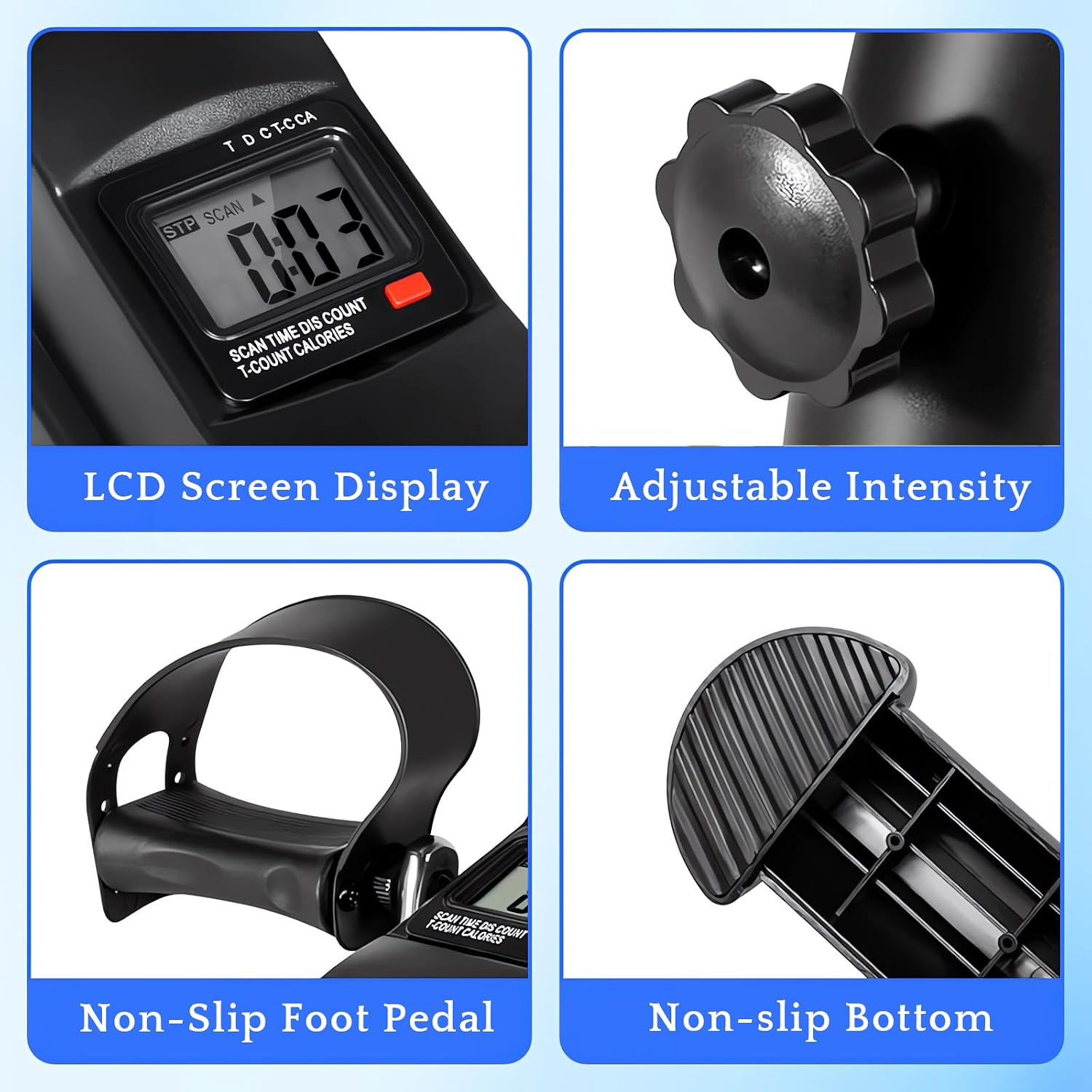 Detalle de Wacloud Mini Under-Desk Pedal Exerciser with LCD and Adjustable Resistance