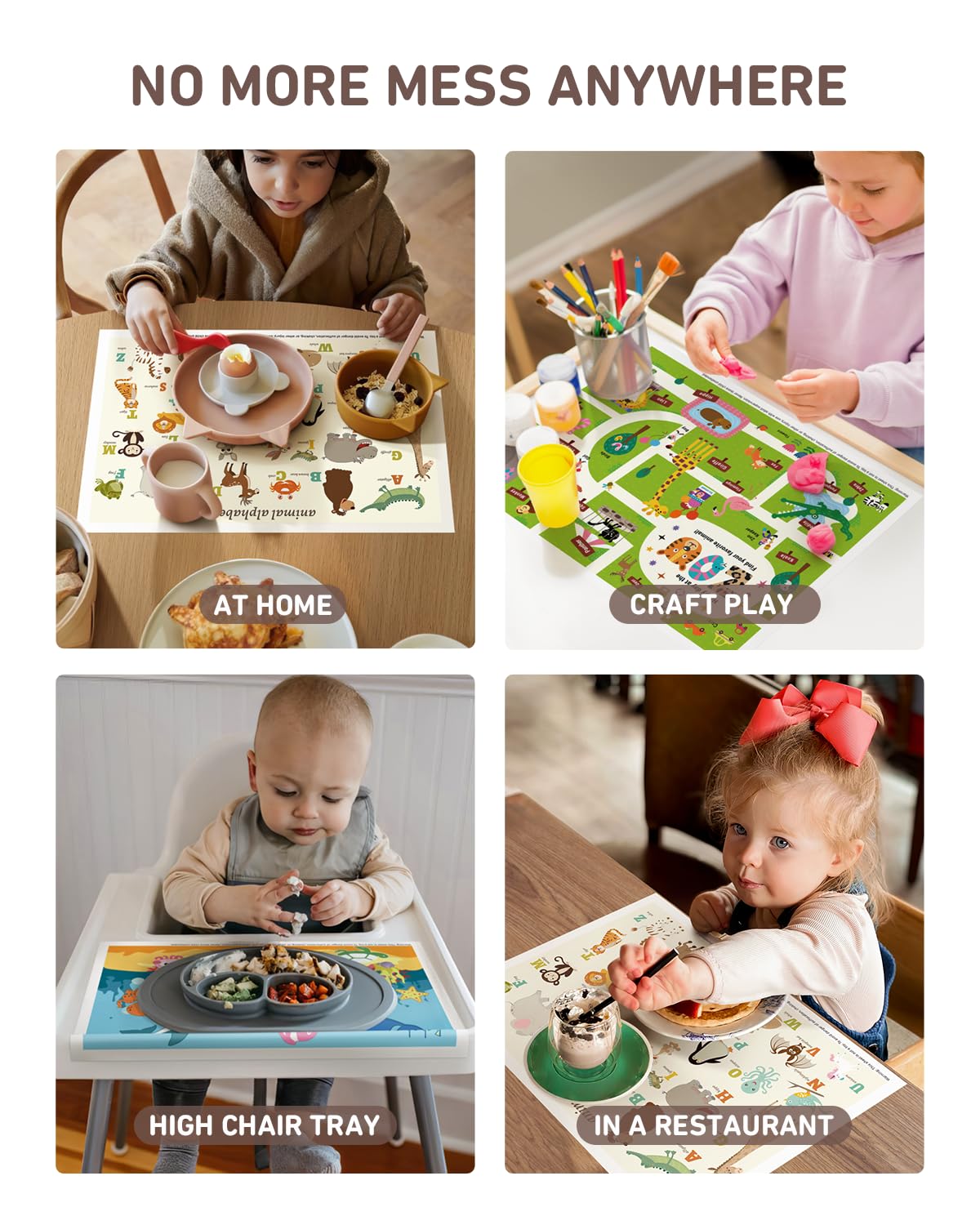 Thumbnail 5 de Babebay Disposable Stick-On Placemats, 60-Pack, 3 Animal Designs