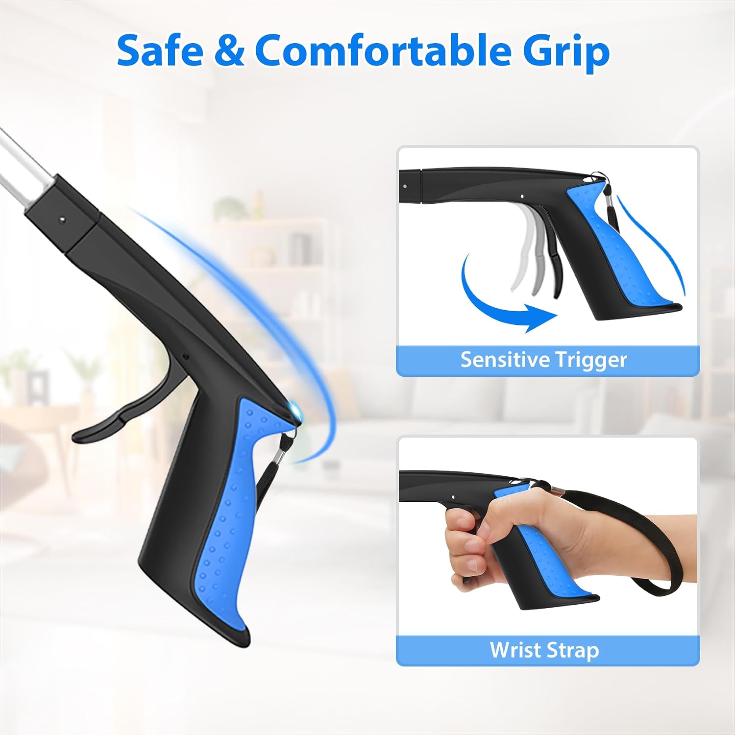 Thumbnail 6 de 48" (122 cm) Long Litter Pickers – Extra Long Grabber Stick with 360° Rotating Head (Blue)
