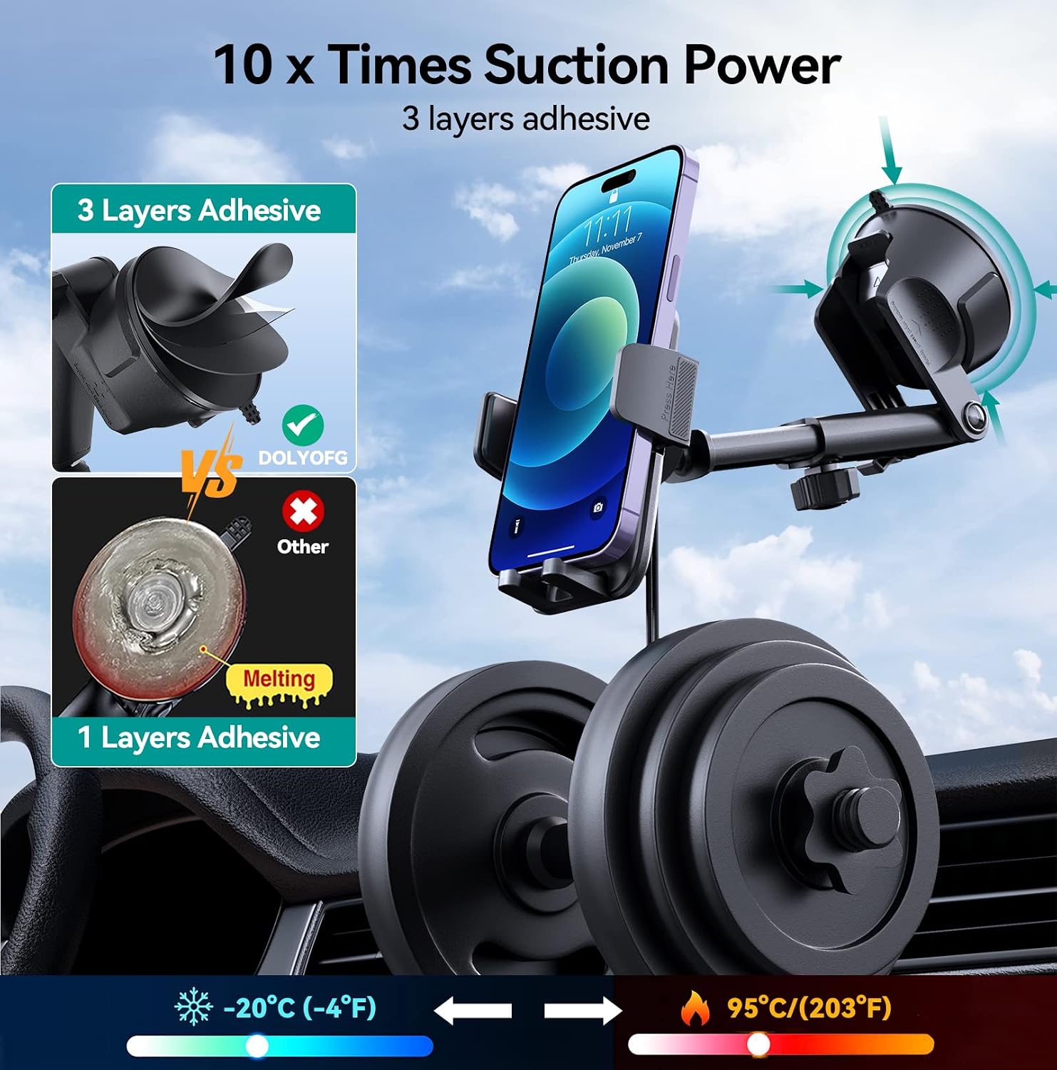 Thumbnail 1 de DOLYOFG Car Phone Holder Mount 3-in-1