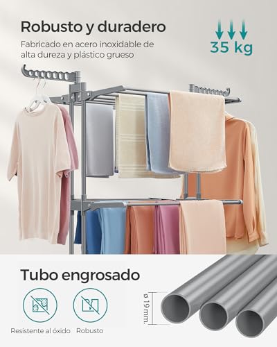 Detalle 2 de Tendedero Plegable de 4 Niveles con Ruedas SONGMICS LLR701G01