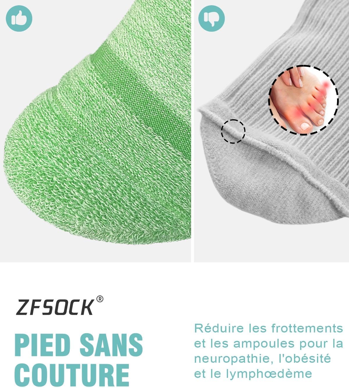 Thumbnail 2 de ZFSOCK Chaussettes Diabétiques Extra Large