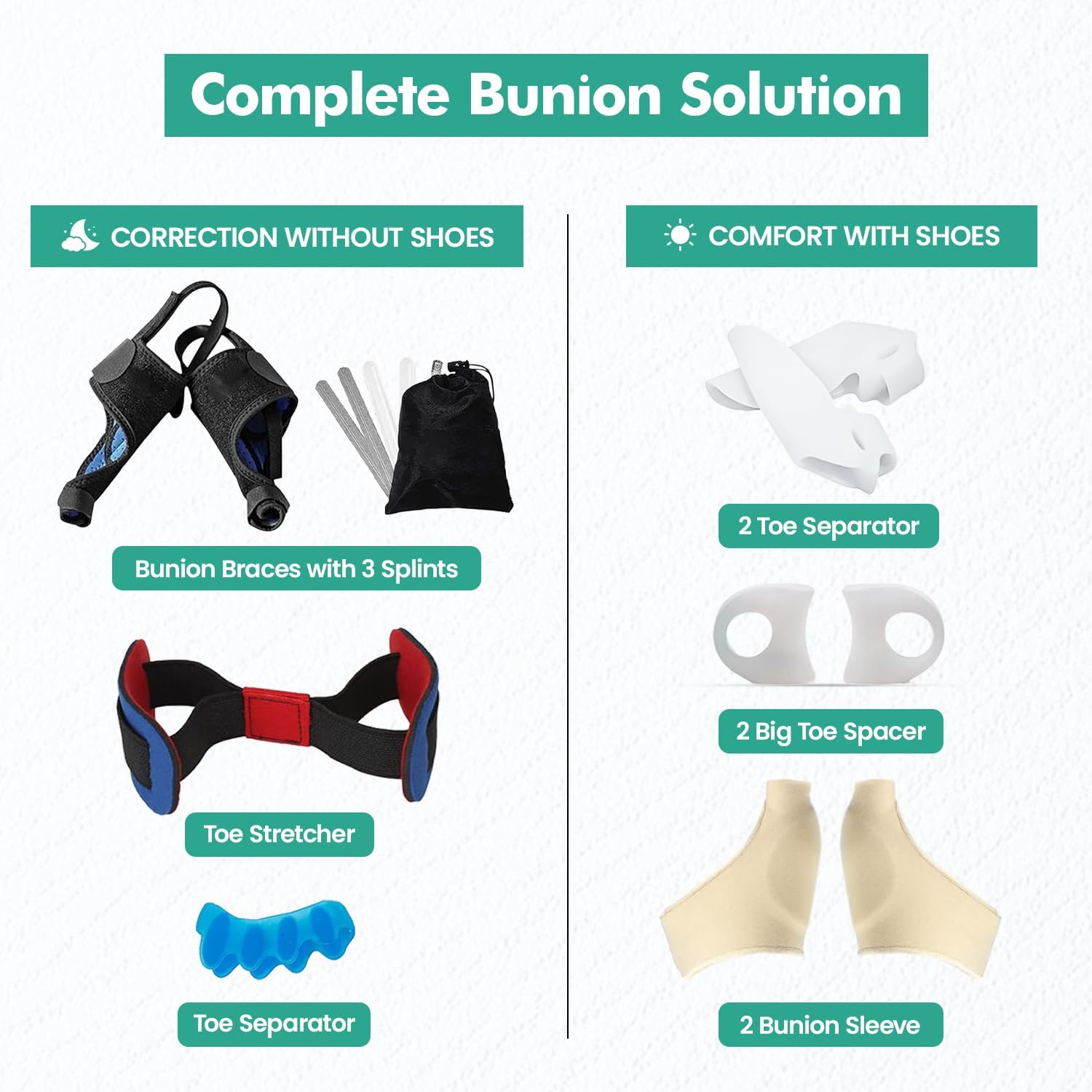 Thumbnail 2 de RFAQK Bunion Corrector Kit, 11-Piece Toe Separators and Splints