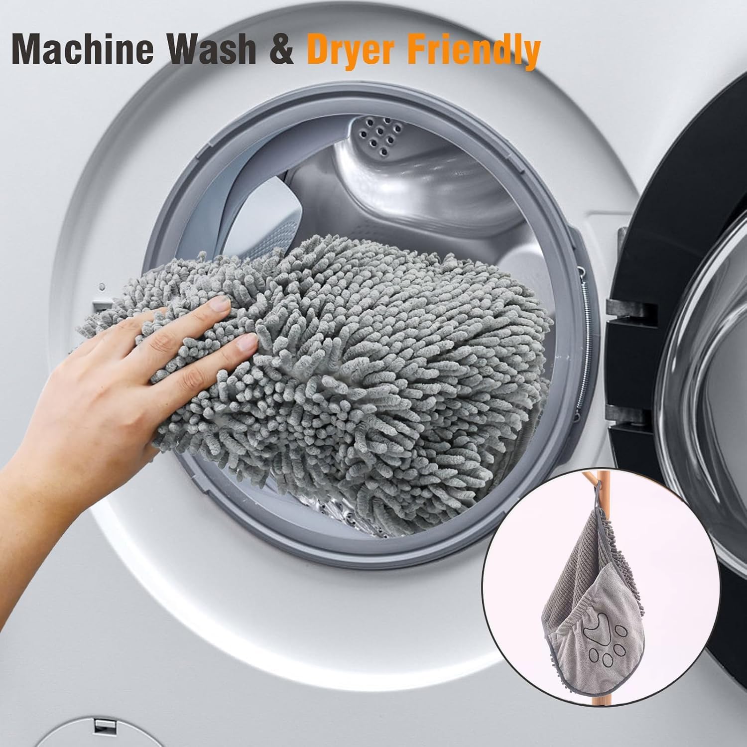 Thumbnail 3 de Didabotak Microfiber Dog Bath Towel – Ultra-Absorbent, Large 62 x 23 cm Pet Towel with Dual Hand Pockets