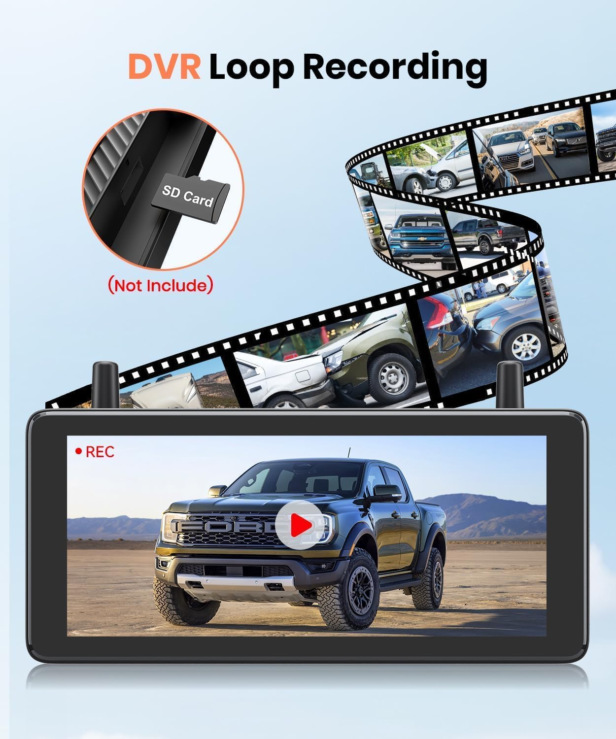 Thumbnail 6 de AUTO-VOX Solar Wireless Backup 7.2" 1080P Rear Camera System